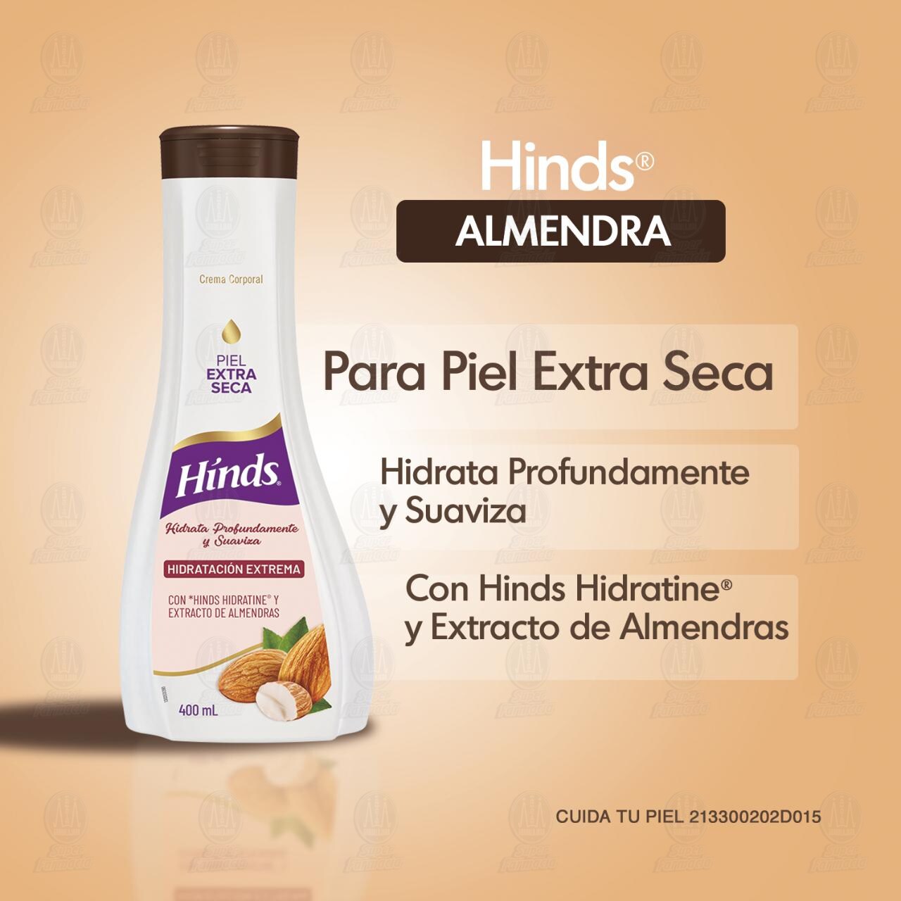 Crema Corporal Hinds Hidrataci&oacute;n Extrema con Extracto de Almendras, 400 ml. image number 3