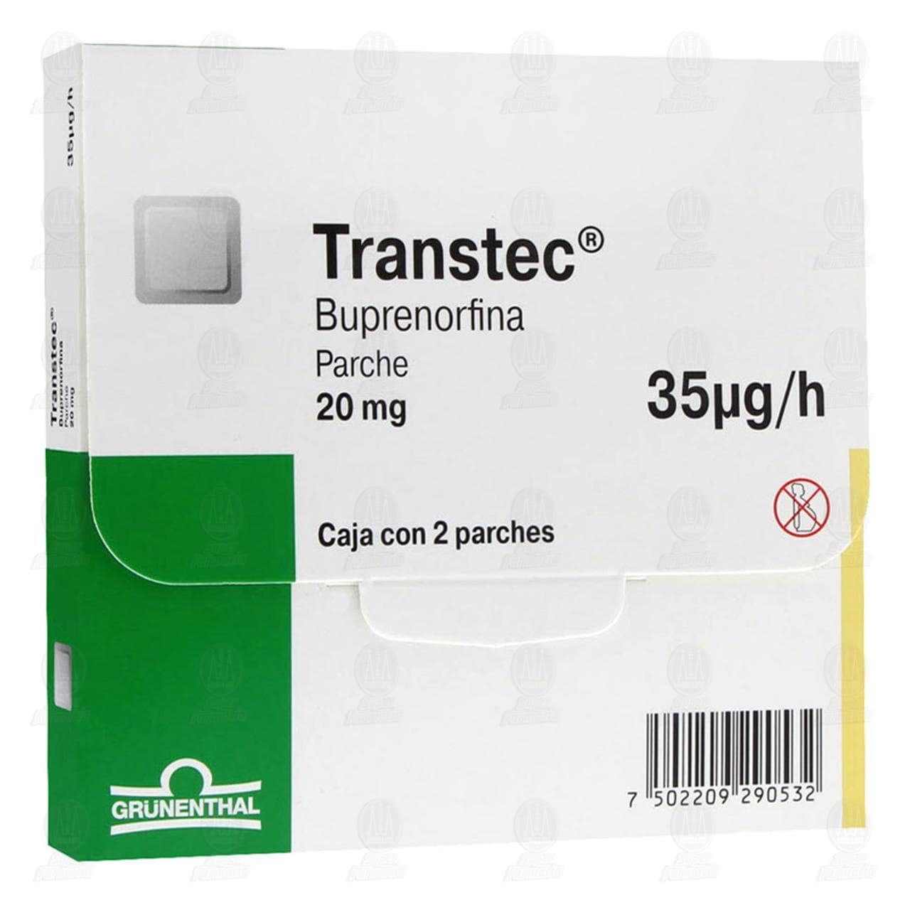 Transtec 20 mg 35mcg/h, 2 parches. image number 0