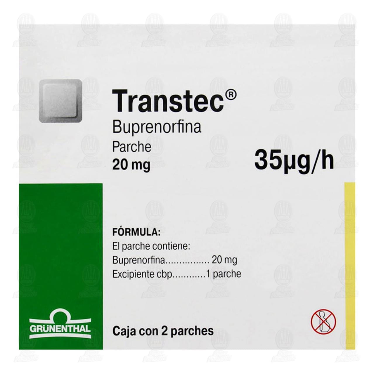 Transtec 20 mg 35mcg/h, 2 parches. image number 2