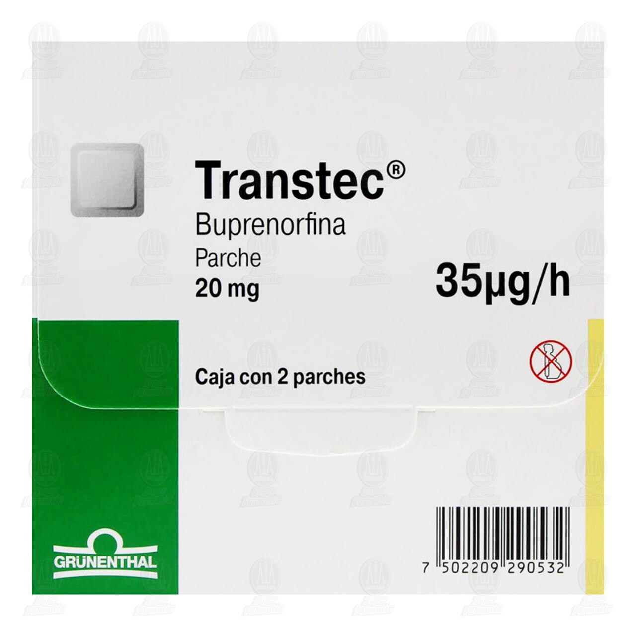 Transtec 20 mg 35mcg/h, 2 parches. image number 1