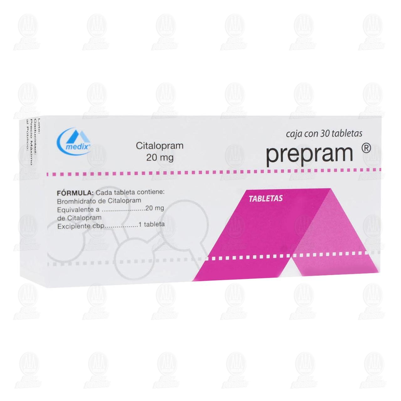 Prepram 20 mg, 30 Tabletas. image number 0