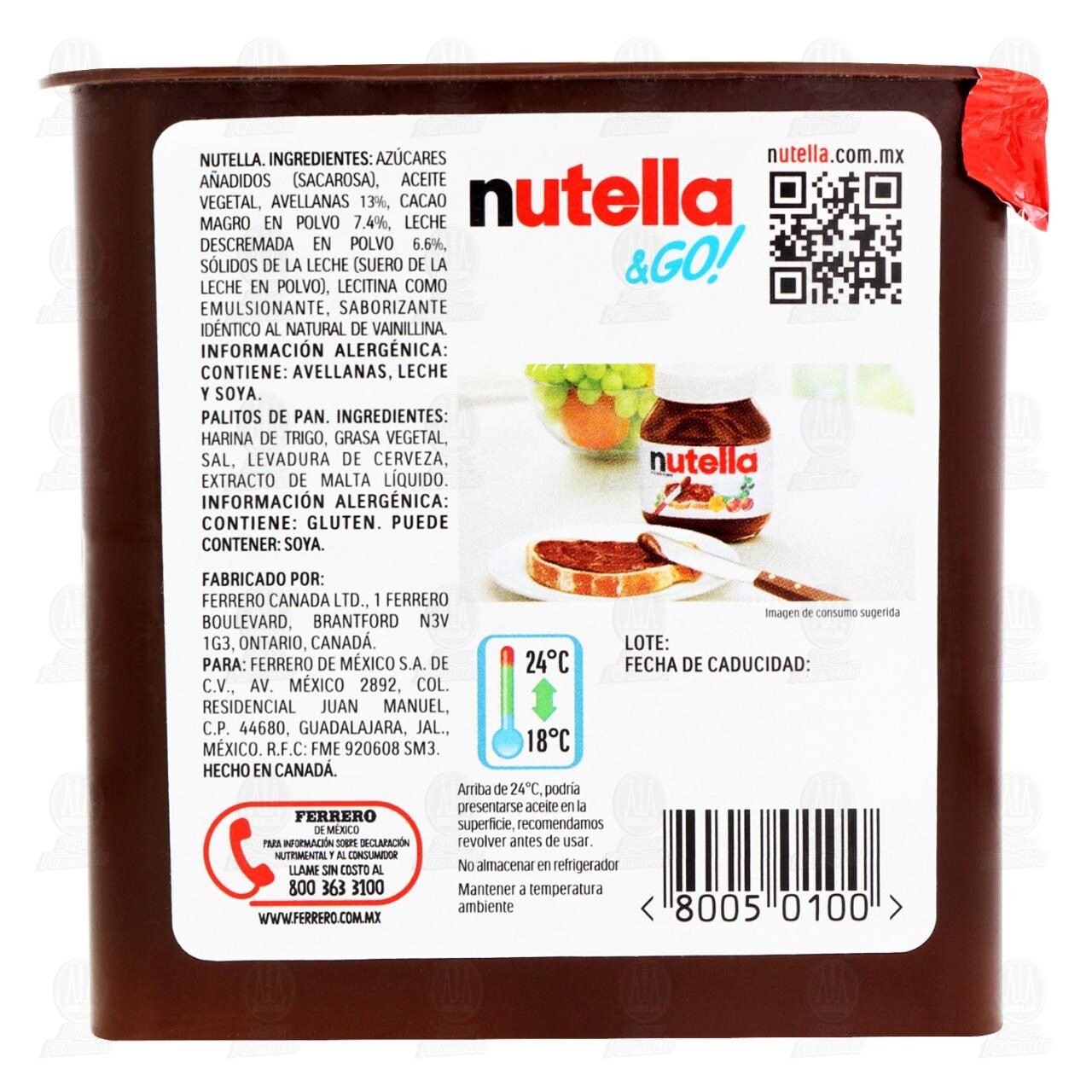 Crema de Avellanas Nutella & Go! con Cacao y Palitos de Pan, 52 gr. image number 1