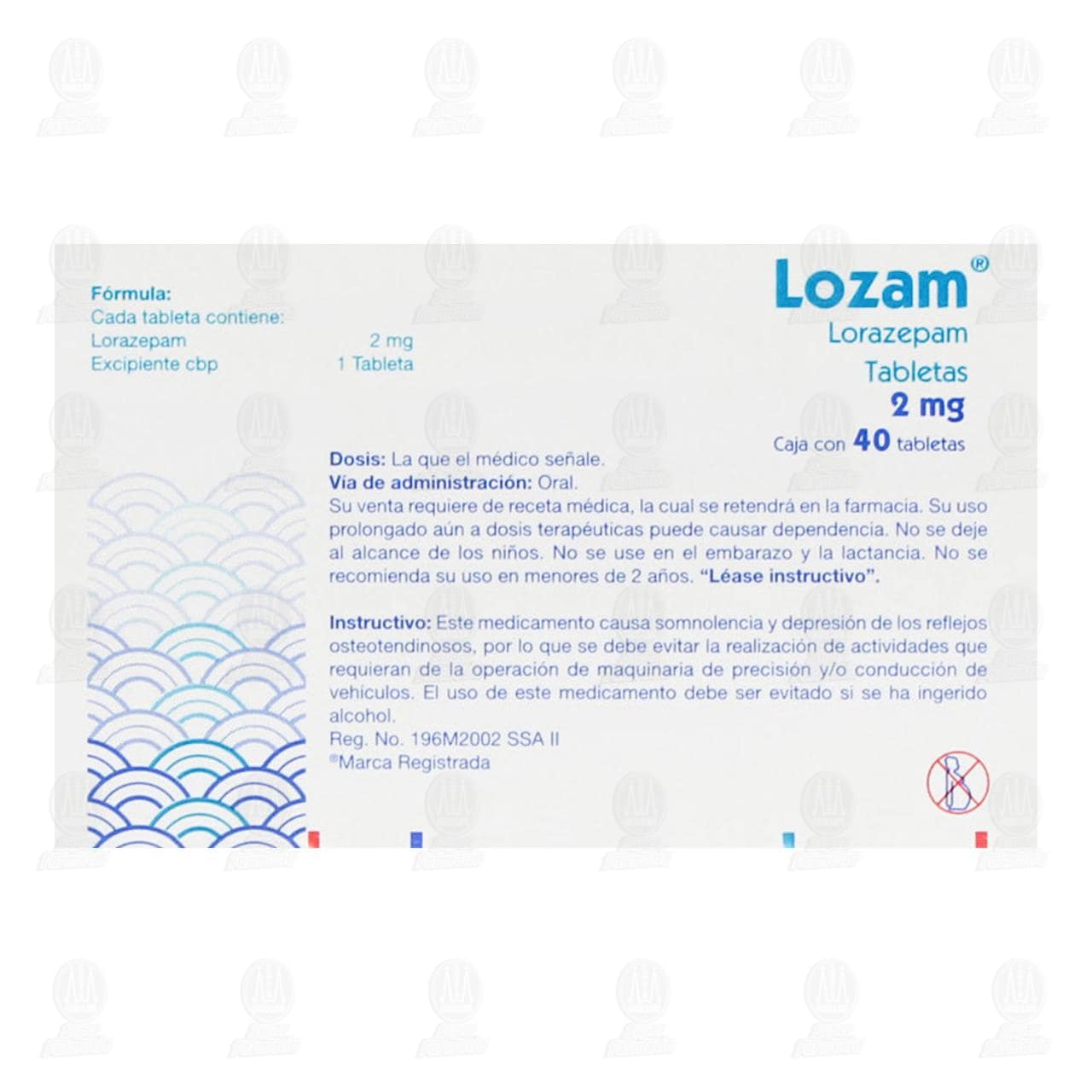 Lozam 2mg, 40 Tabletas. image number 2