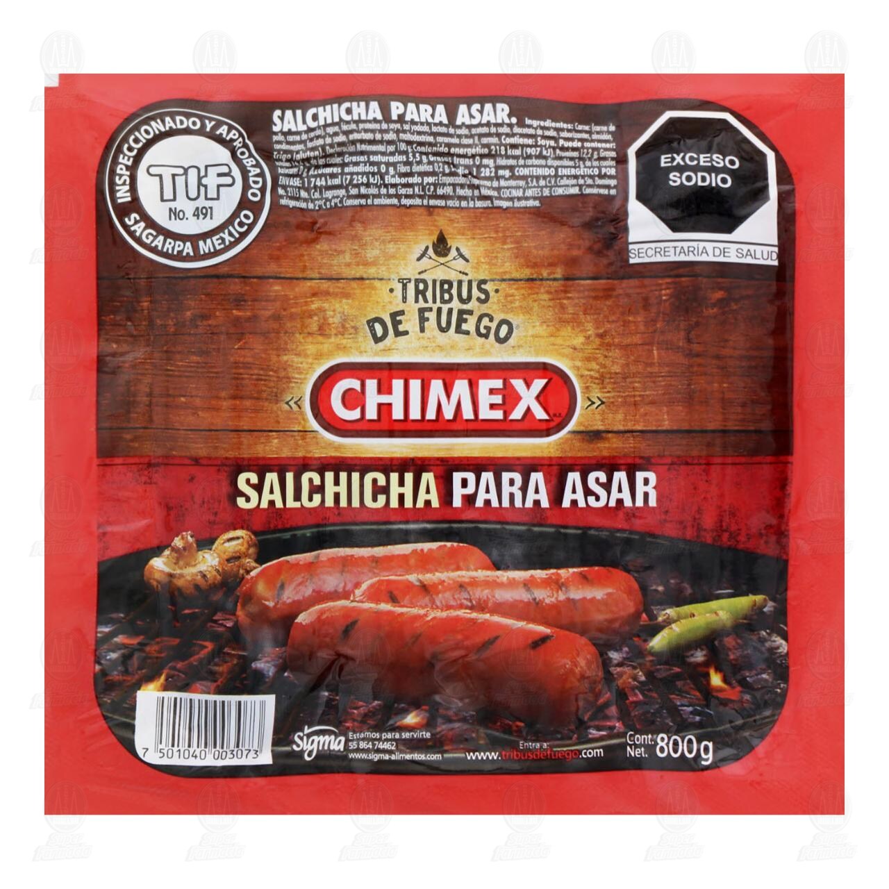 Salchicha Chimex Tribus de Fuego, 800 gr.