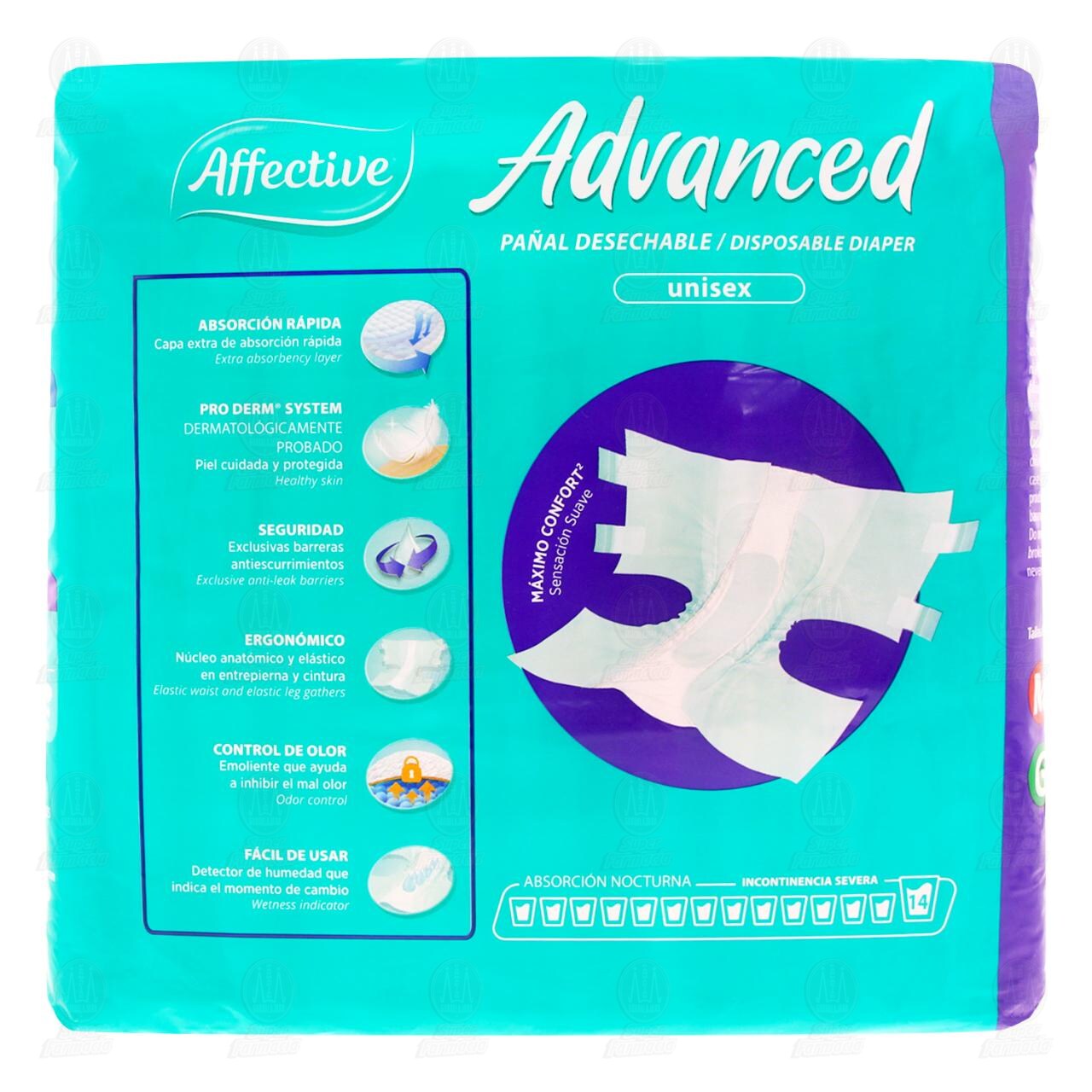 Affective Advanced Pañal para Adulto Talla Mediana, 10 pzas. image number 2