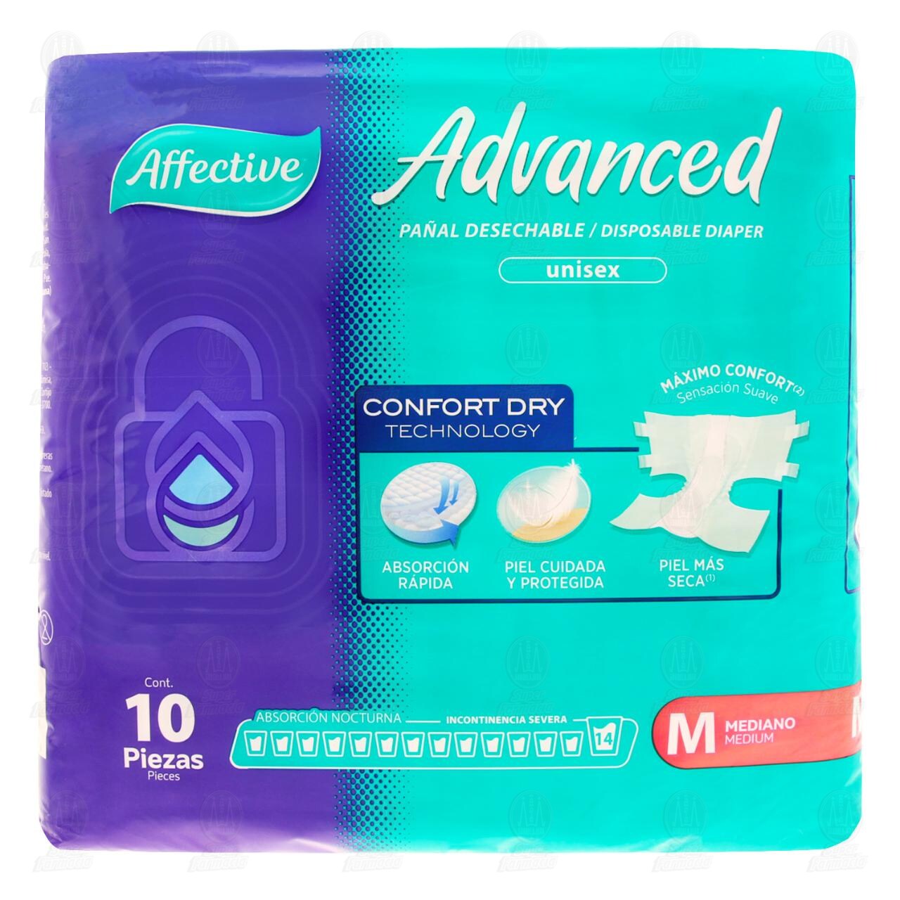 Affective Advanced Pañal para Adulto Talla Mediana, 10 pzas. image number 1