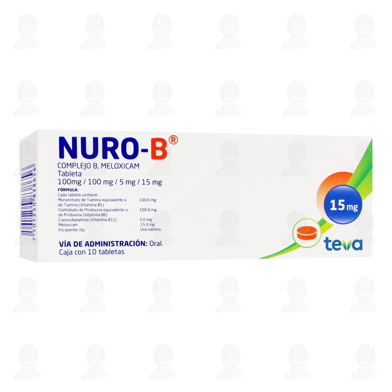 Nuro-B 15 mg, 10 Tabletas. image number 0