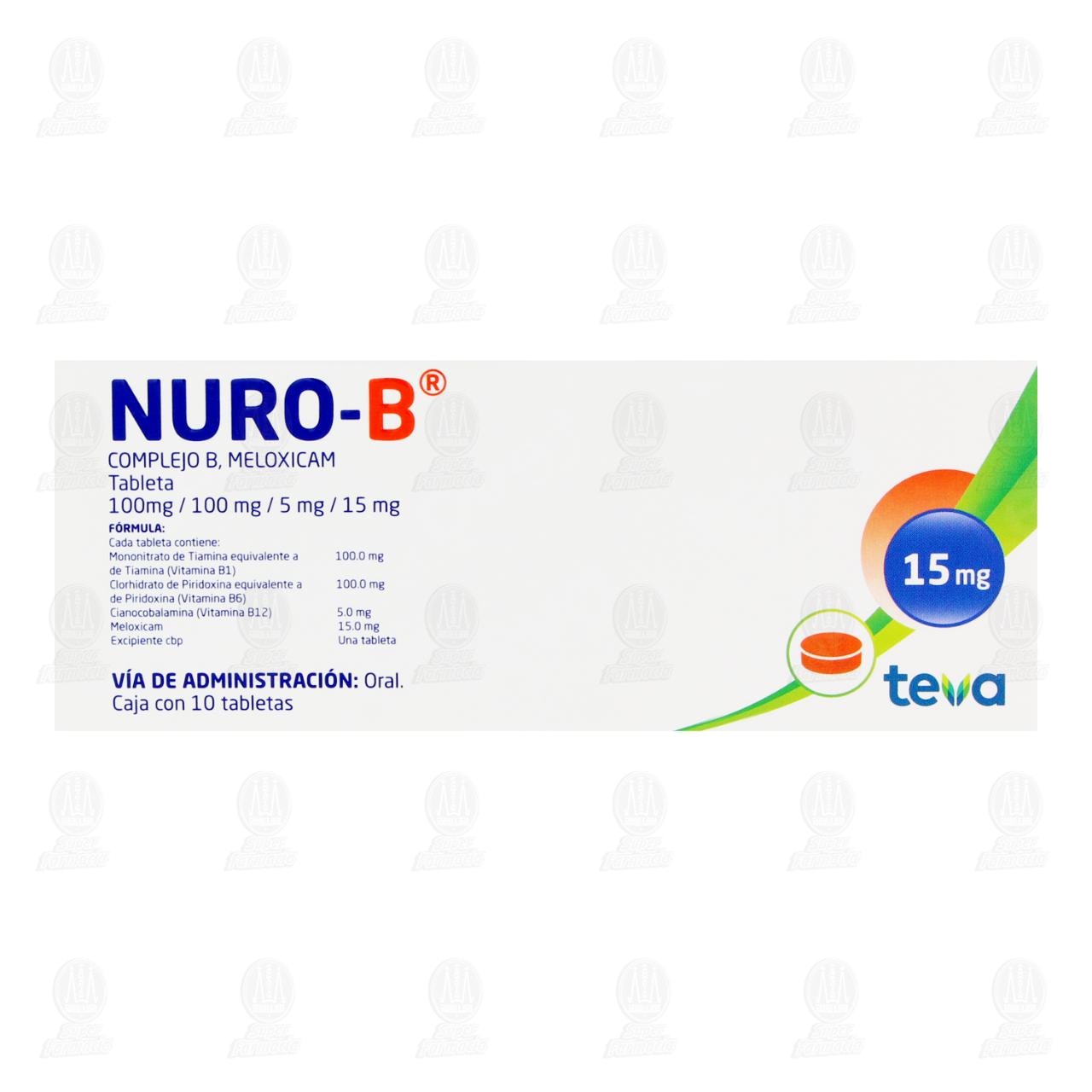 Nuro-B 15 mg, 10 Tabletas. image number 1