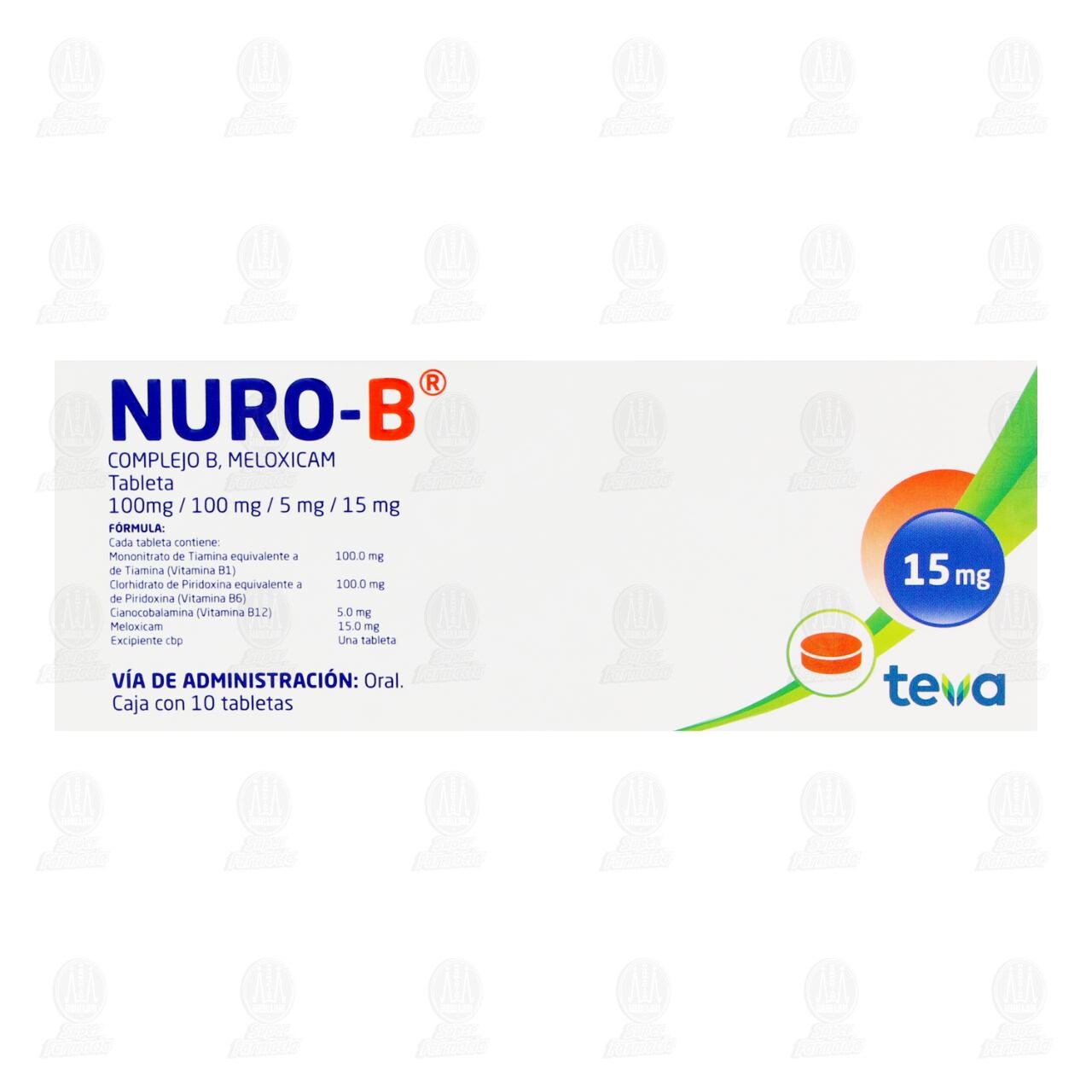 Nuro-B 15 mg, 10 Tabletas. image number 1