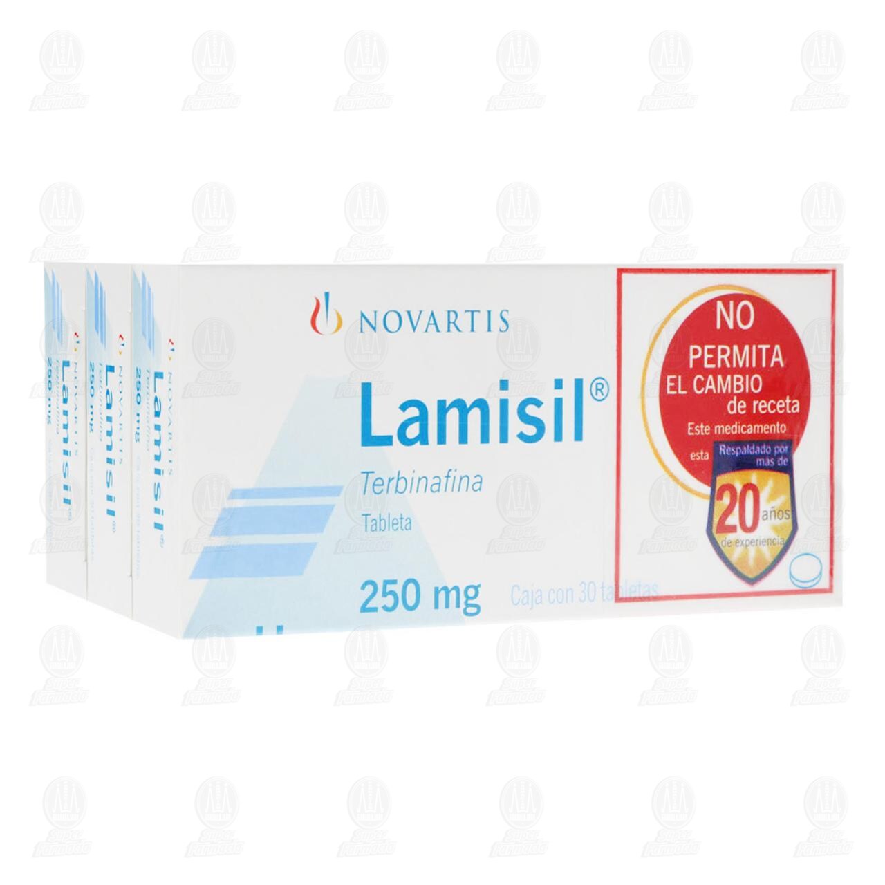 Pack Lamisil 250 mg, 3 Cajas con 30 Comprimidos c/u. image number 0