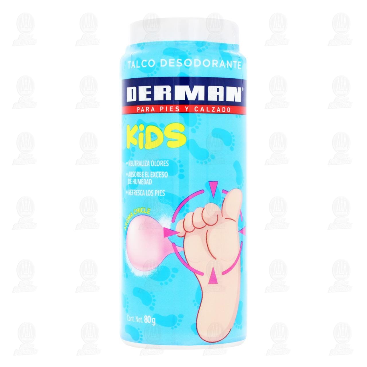 Talco Desodorante Derman Kids Aroma Chicle, 80 gr. image number 1