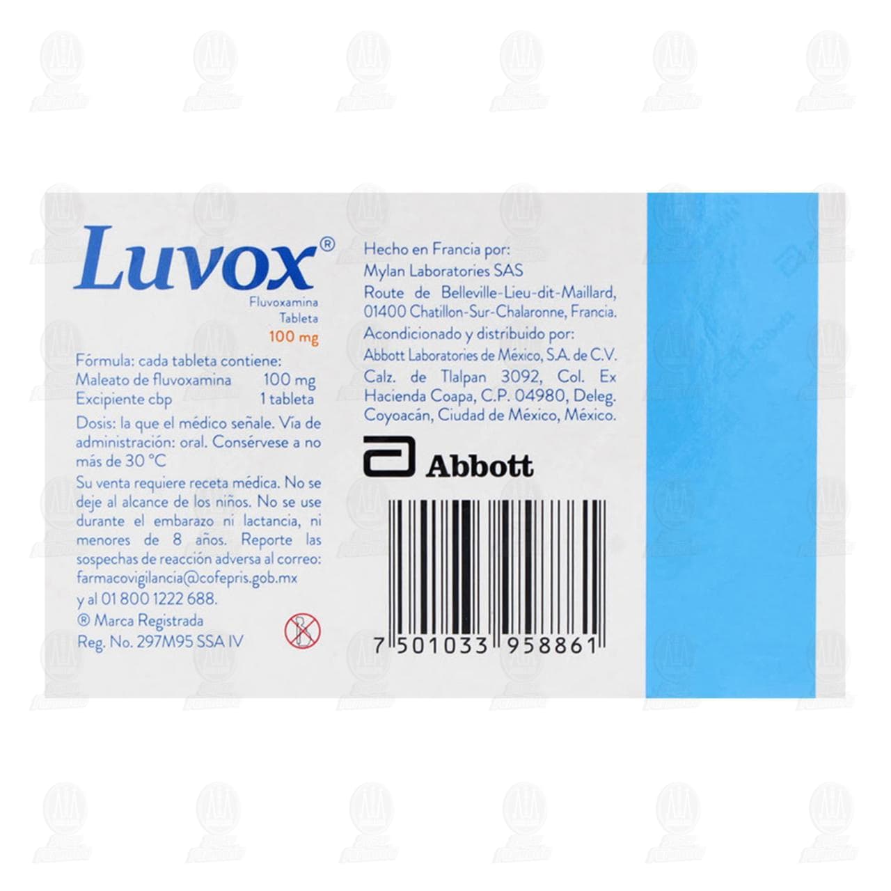 Luvox 100 mg, 30 Tabletas. image number 2