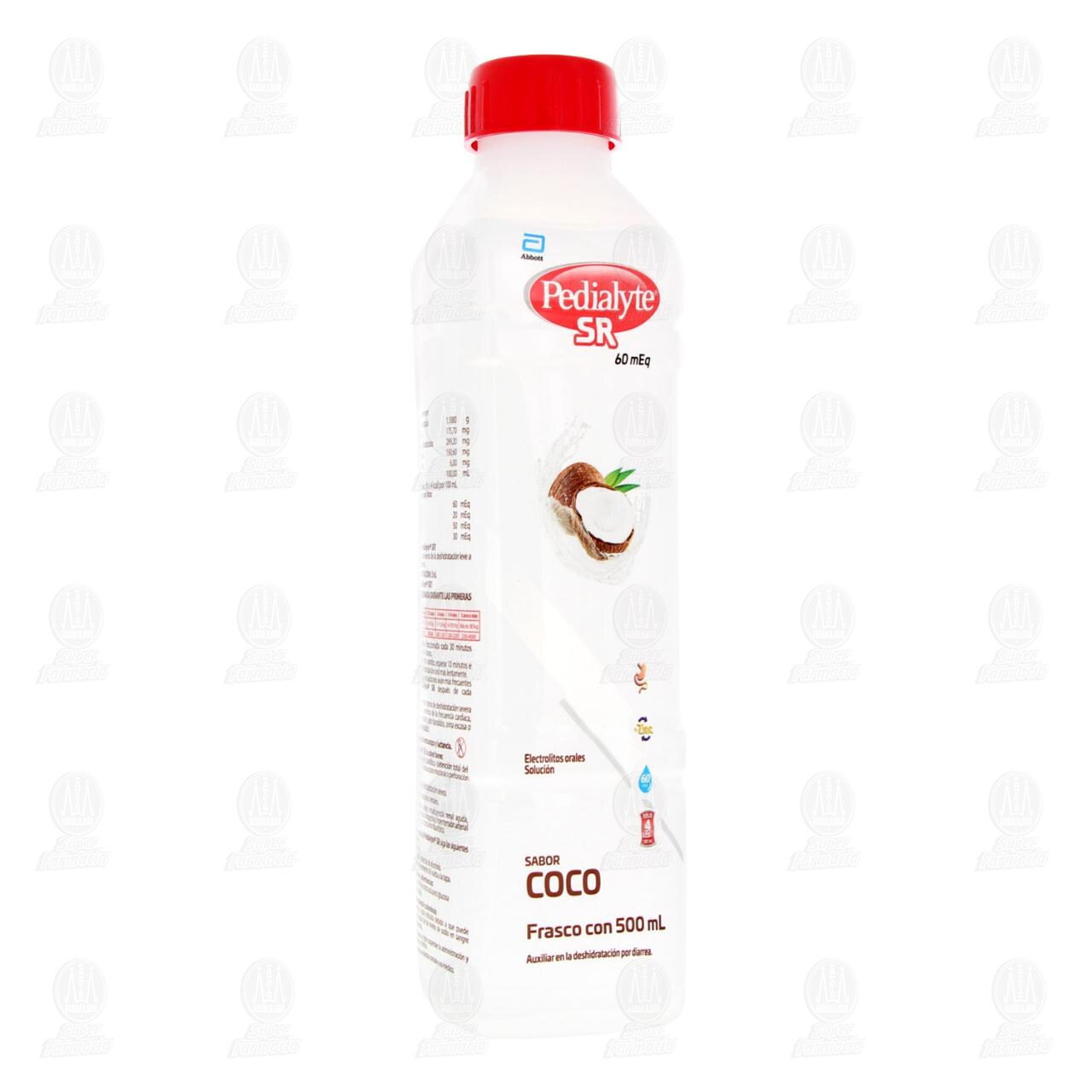 Electrolitos Orales Pedialyte SR 60mEq Sabor Coco, 500 ml.
