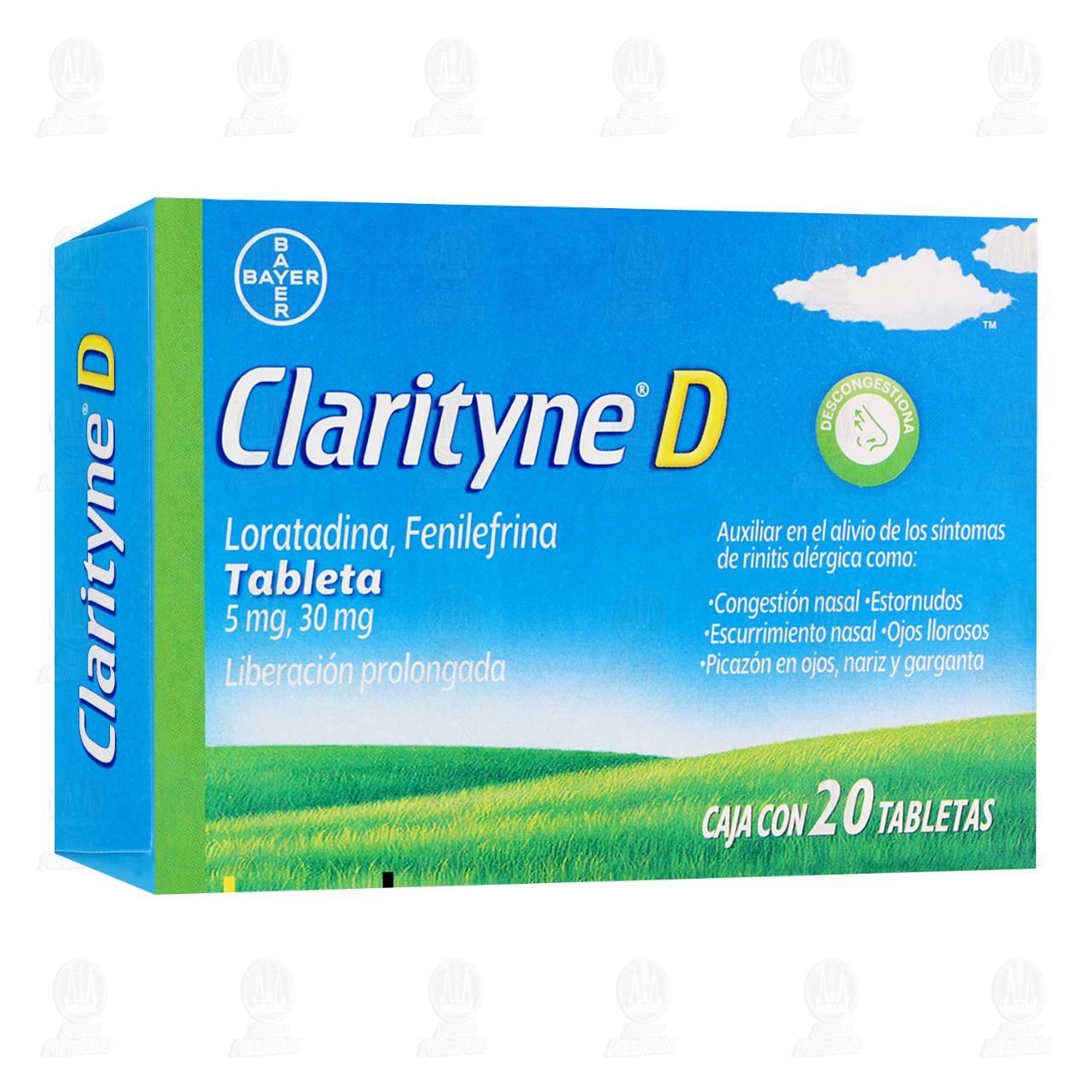 Clarityne D Alivio de Alergias y Congesti&oacute;n Nasal 5mg/30mg, 20 Tabletas. image number 0