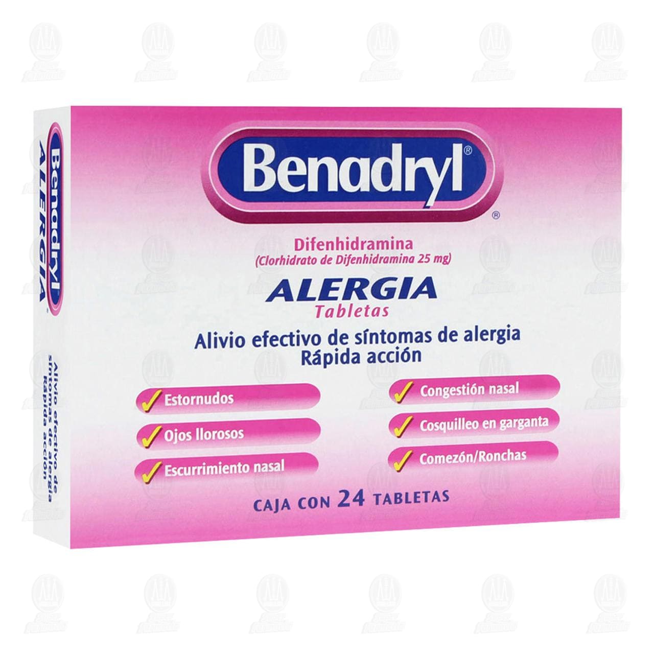 Antihistam&iacute;nico Benadryl 24 Tableta, 25 mg.