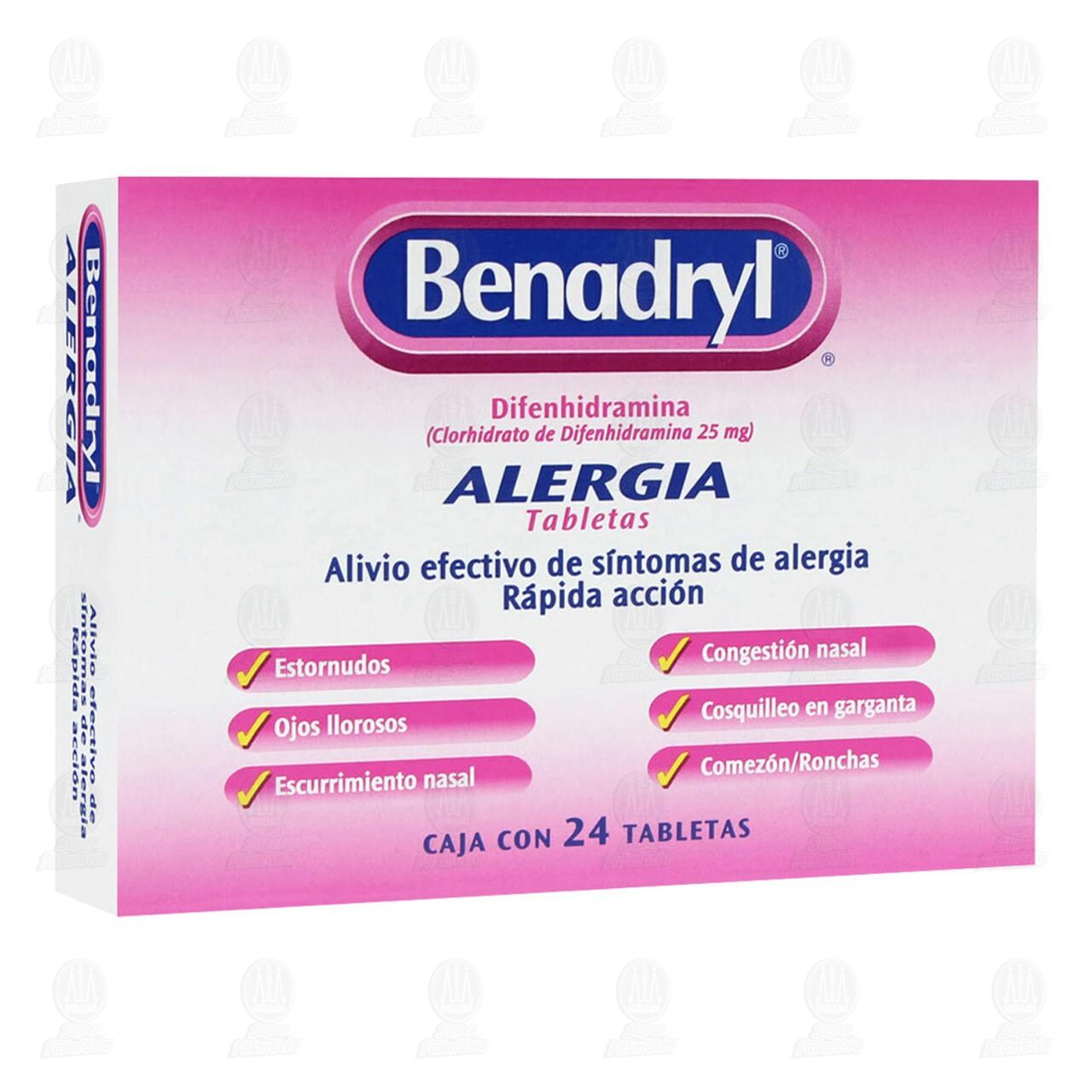 Antihistam&iacute;nico Benadryl 24 Tableta, 25 mg. image number 0