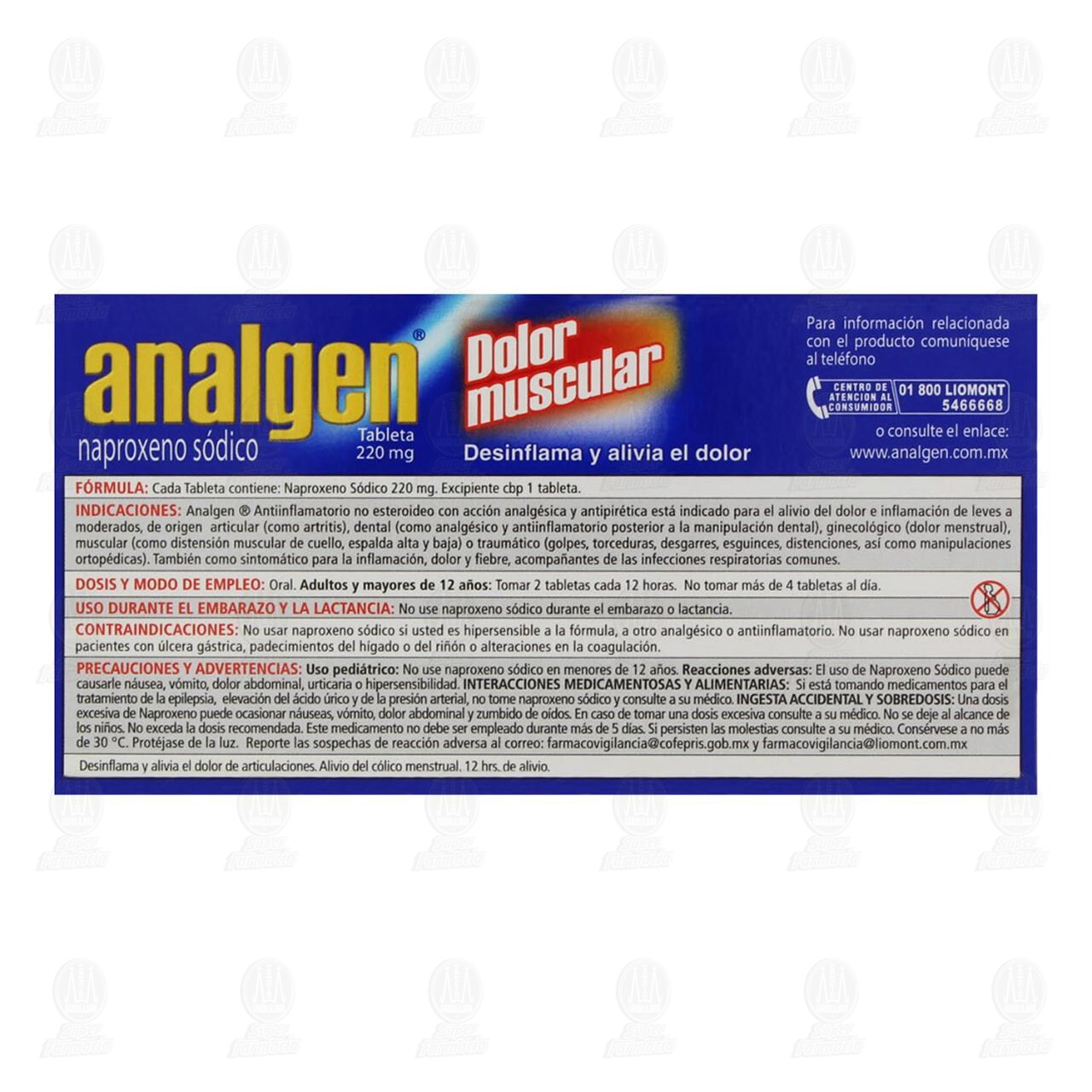 Analgen 220 mg, 20 Tabletas. image number 2