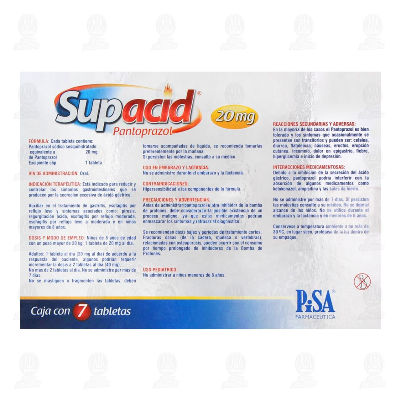 Supacid 20 mg, 7 Tabletas. image number 2