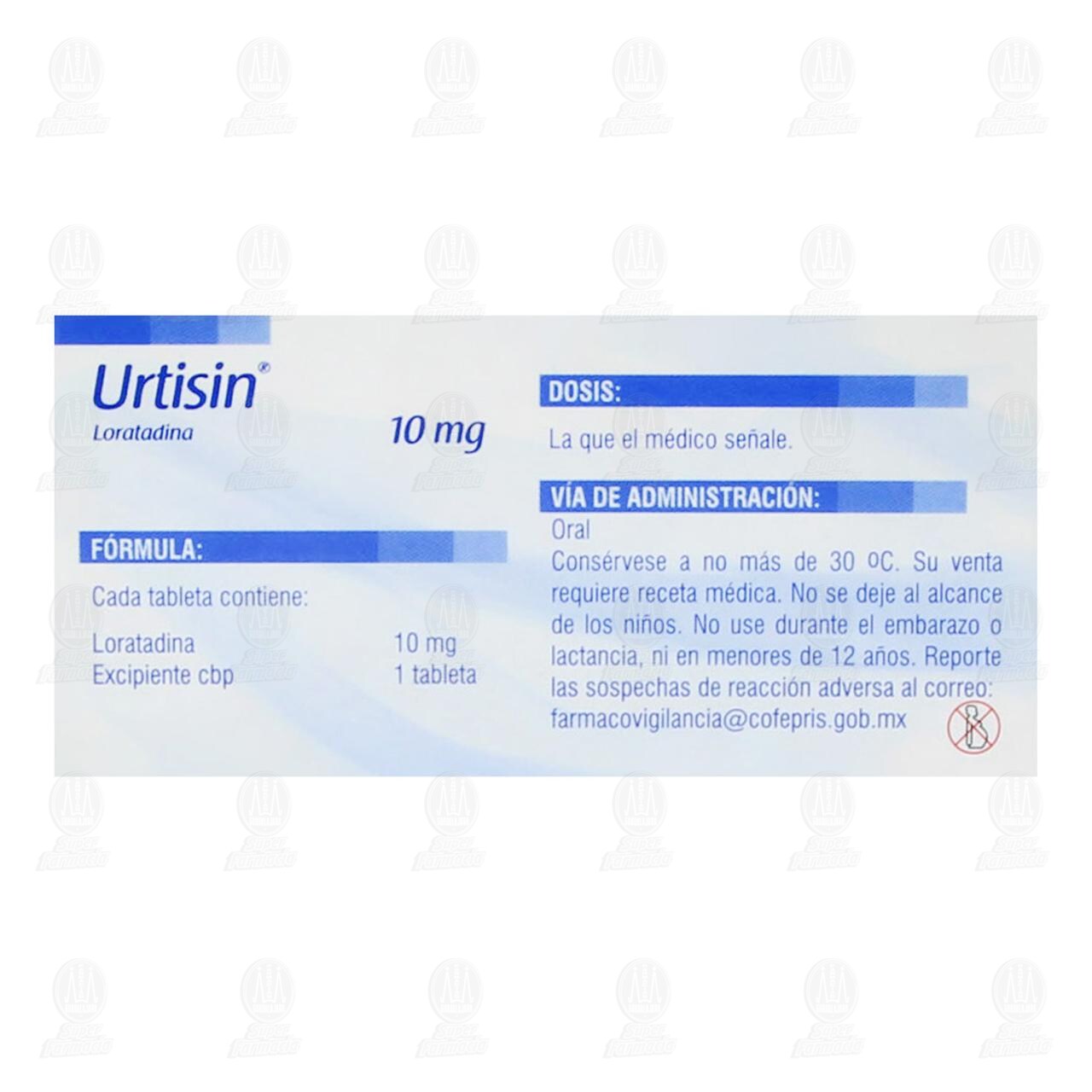 Urtisin 10 mg, 10 Tabletas. image number 2