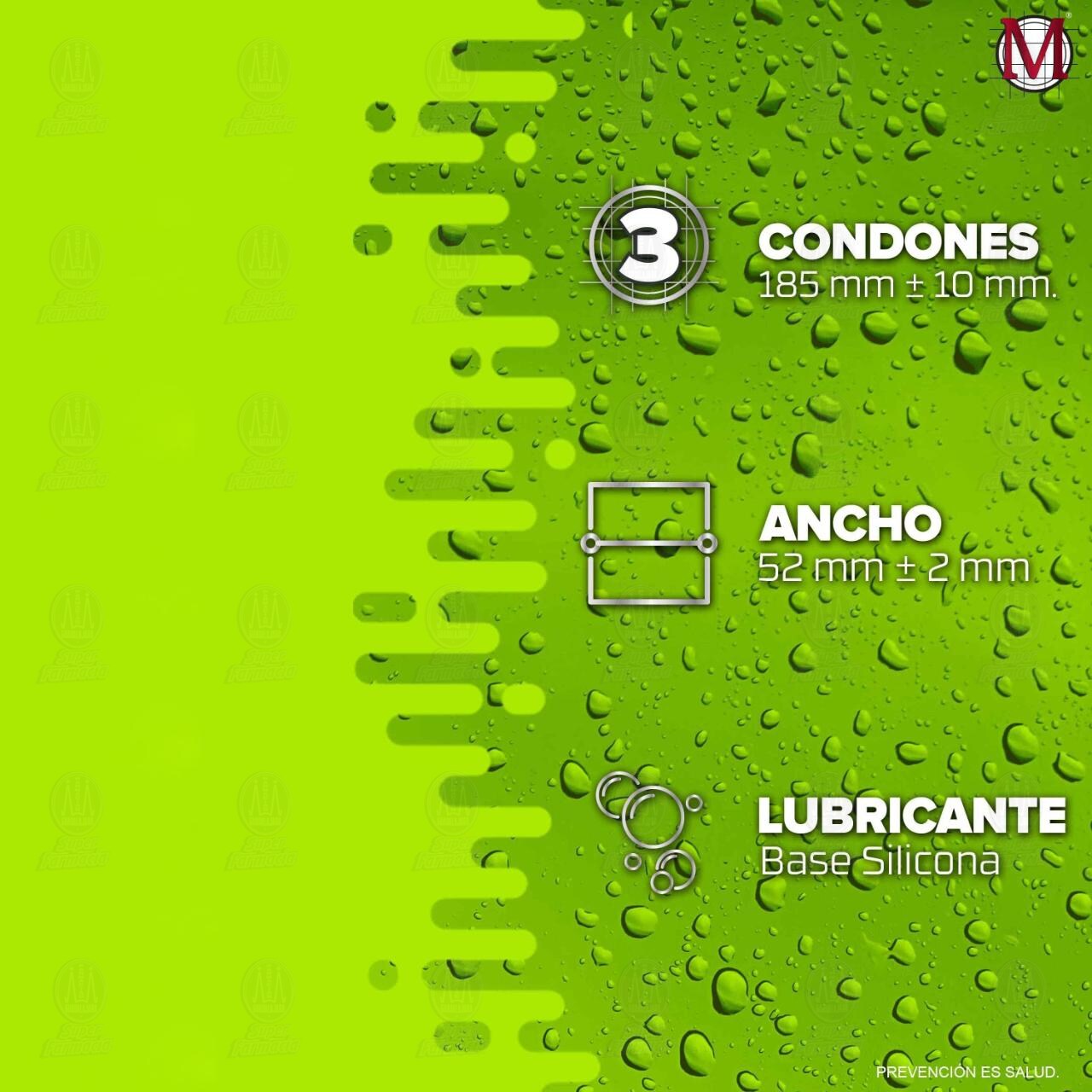 M Texturizado Preservativos, 3 pzas. image number 2