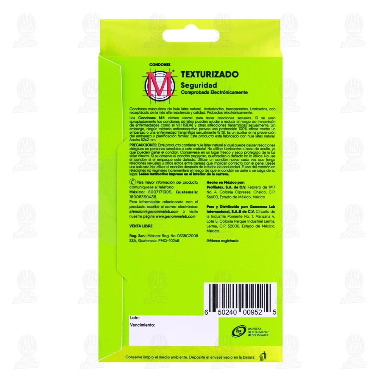 M Texturizado Preservativos, 3 pzas. image number 1