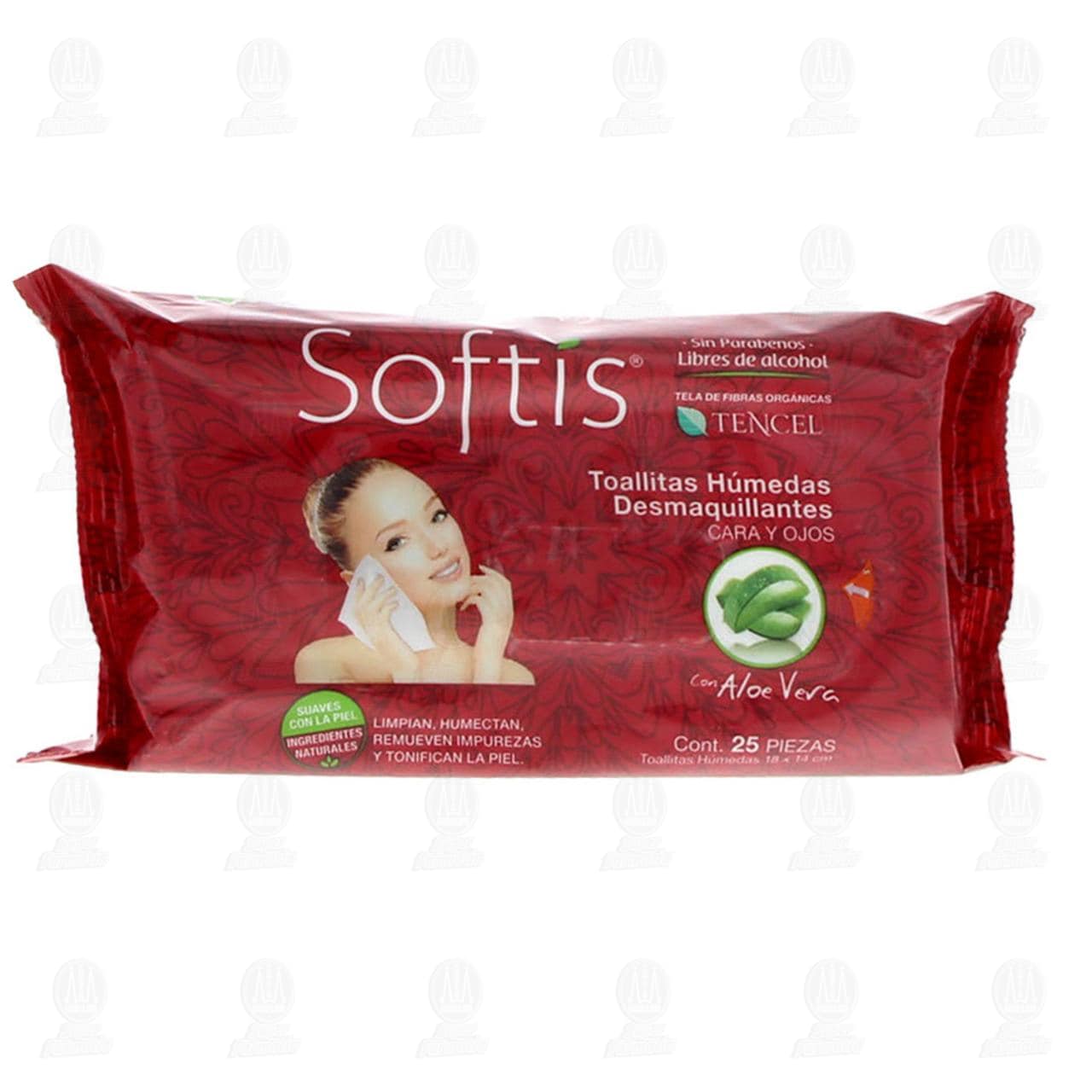 Toallitas Desmaquillantes Softis con Tela Orgánica y Aloe Vera, 25 pzas.