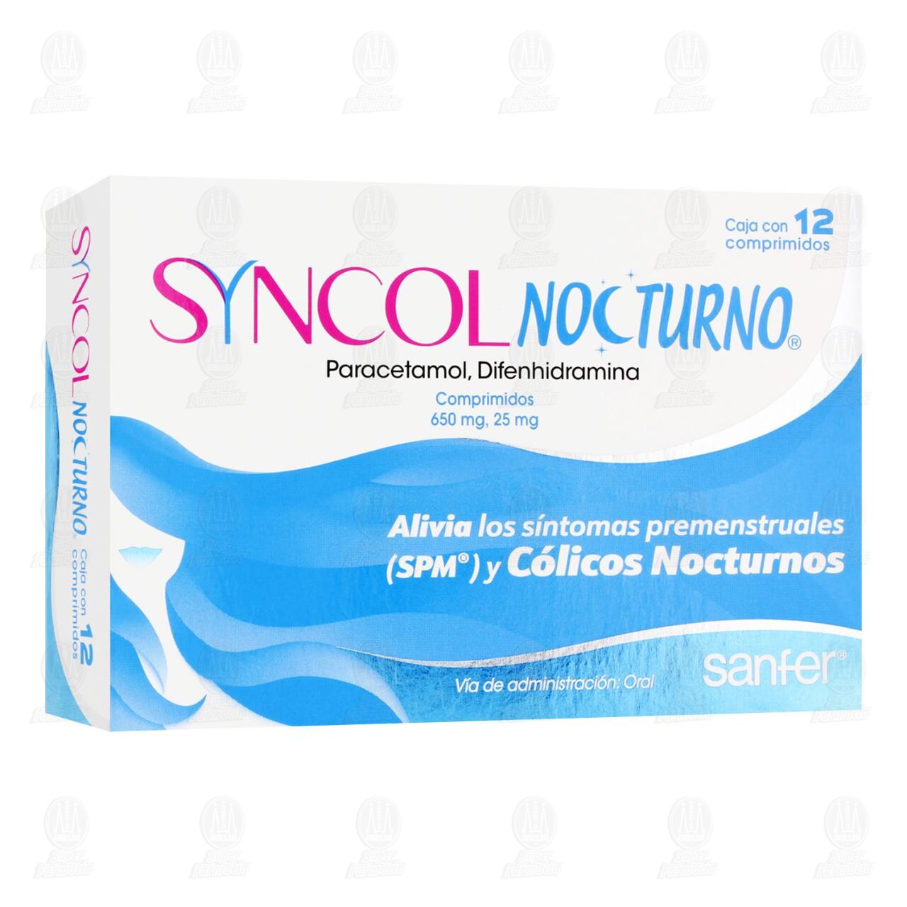 Syncol Nocturno 650mg/25mg, 12 Comprimidos.