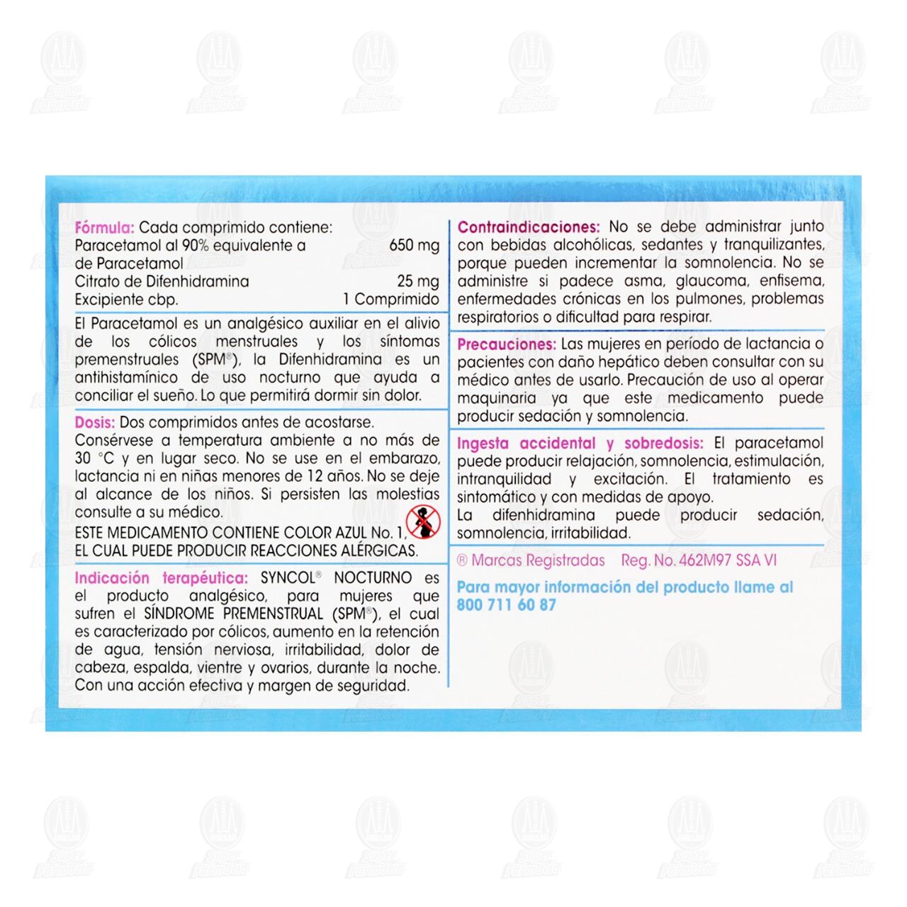 Syncol Nocturno 650mg/25mg, 12 Comprimidos. image number 2