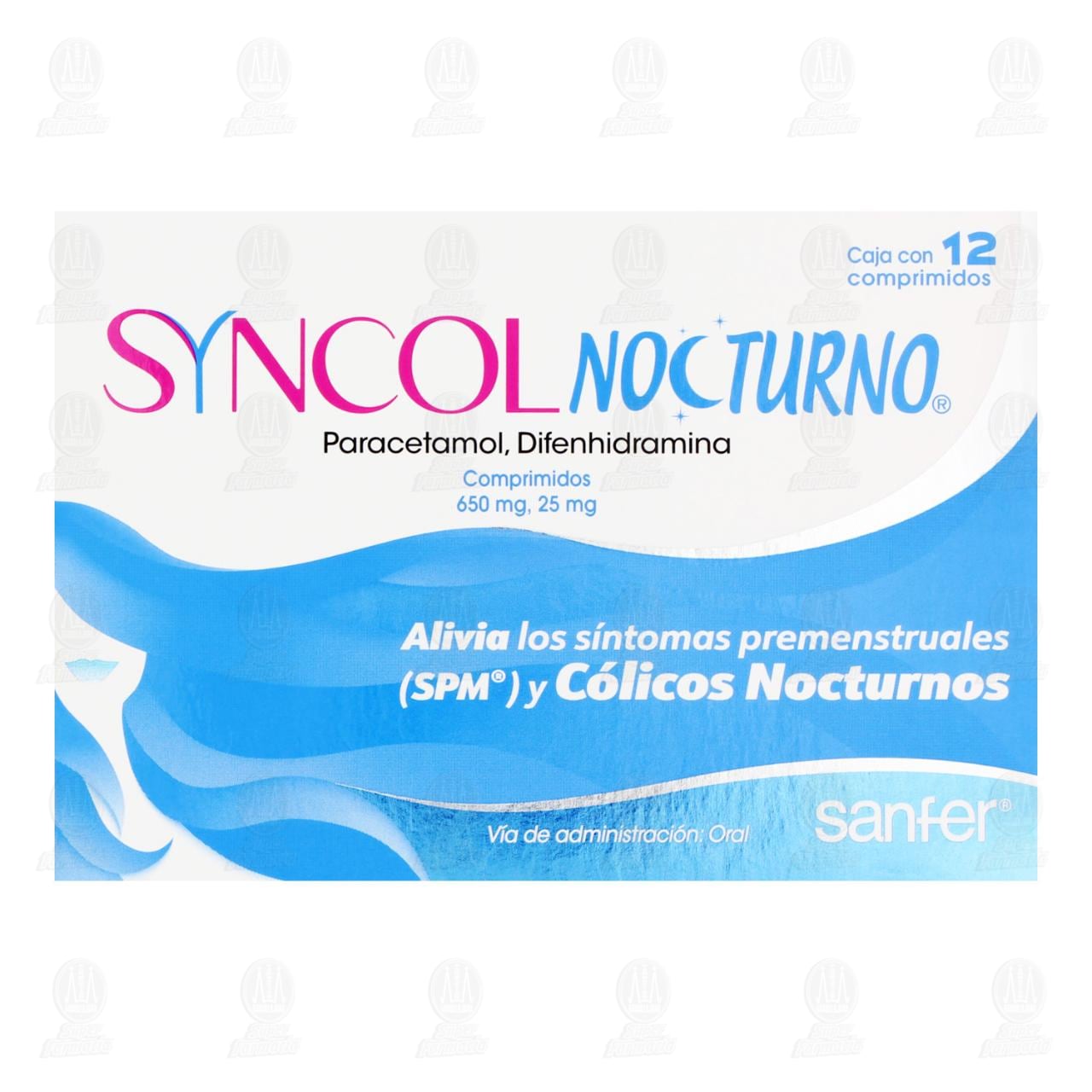 Syncol Nocturno 650mg/25mg, 12 Comprimidos. image number 1