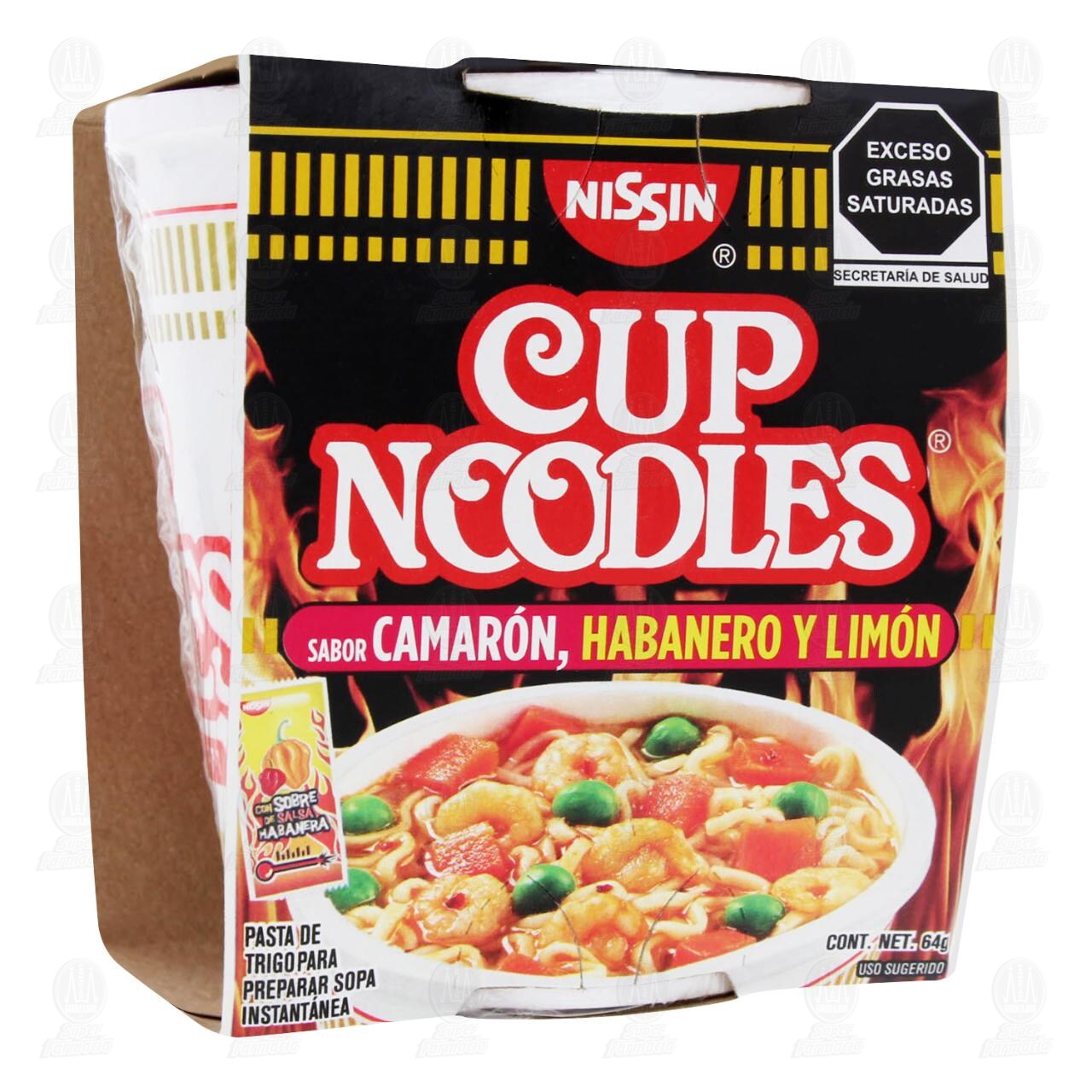 Pasta Nissin Cup Noodles Camarón, Habanero y Limón, 64 gr. image number 0