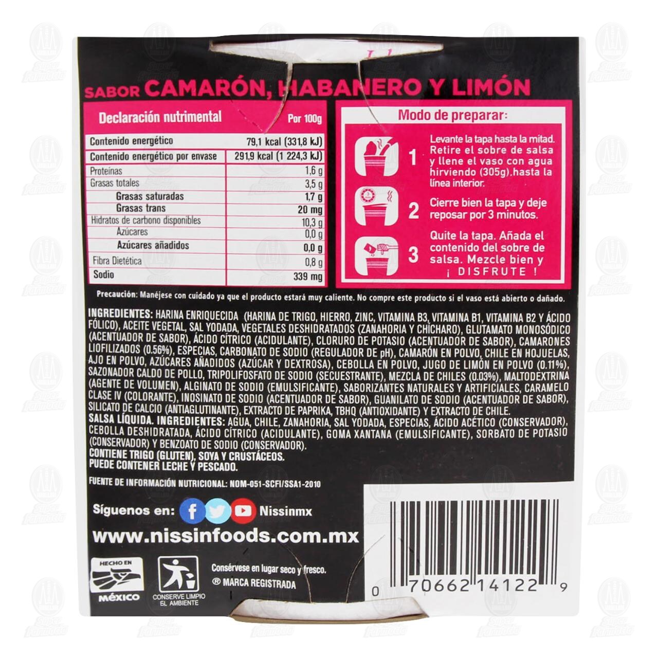 Pasta Nissin Cup Noodles Camarón, Habanero y Limón, 64 gr. image number 2
