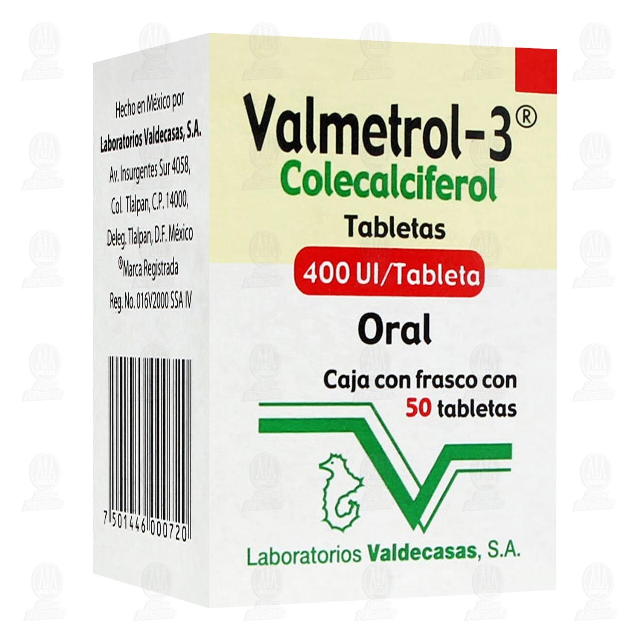 Valmetrol-3 400 UI, 50 Tabletas. image number 0
