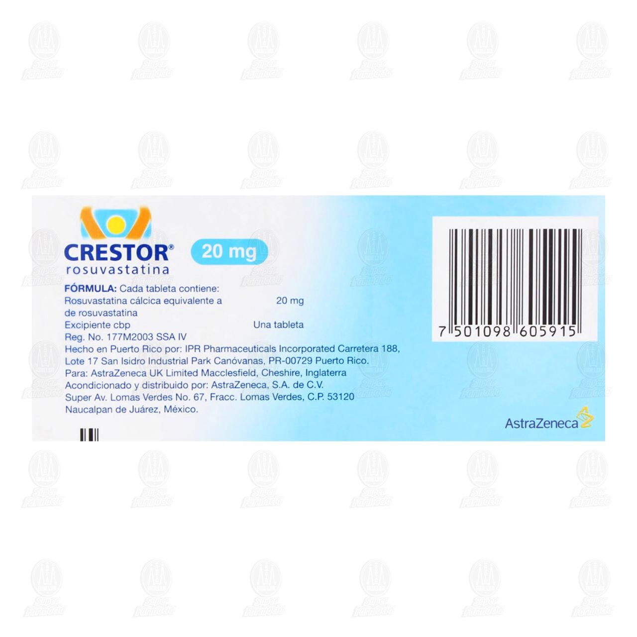 Crestor 20 mg, 30 Tabletas. image number 2