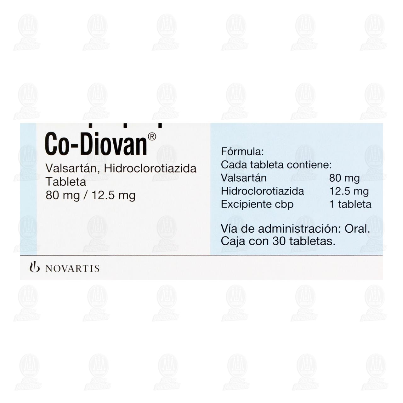 Co-Diovan 80mg/12.5mg, 30 Tabletas. image number 1