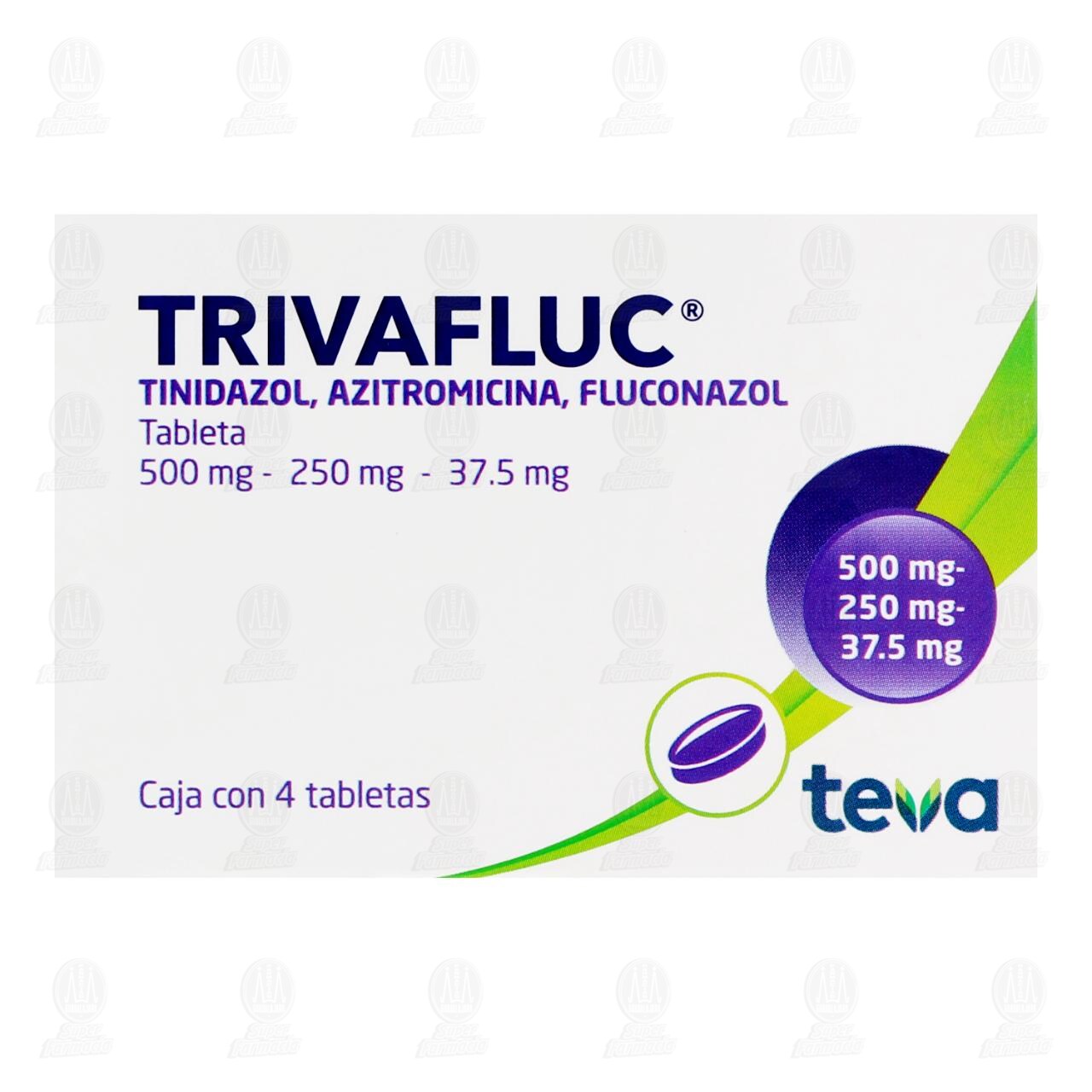 Trivafluc 500mg/250mg/37.5mg, 4 Tabletas. image number 1