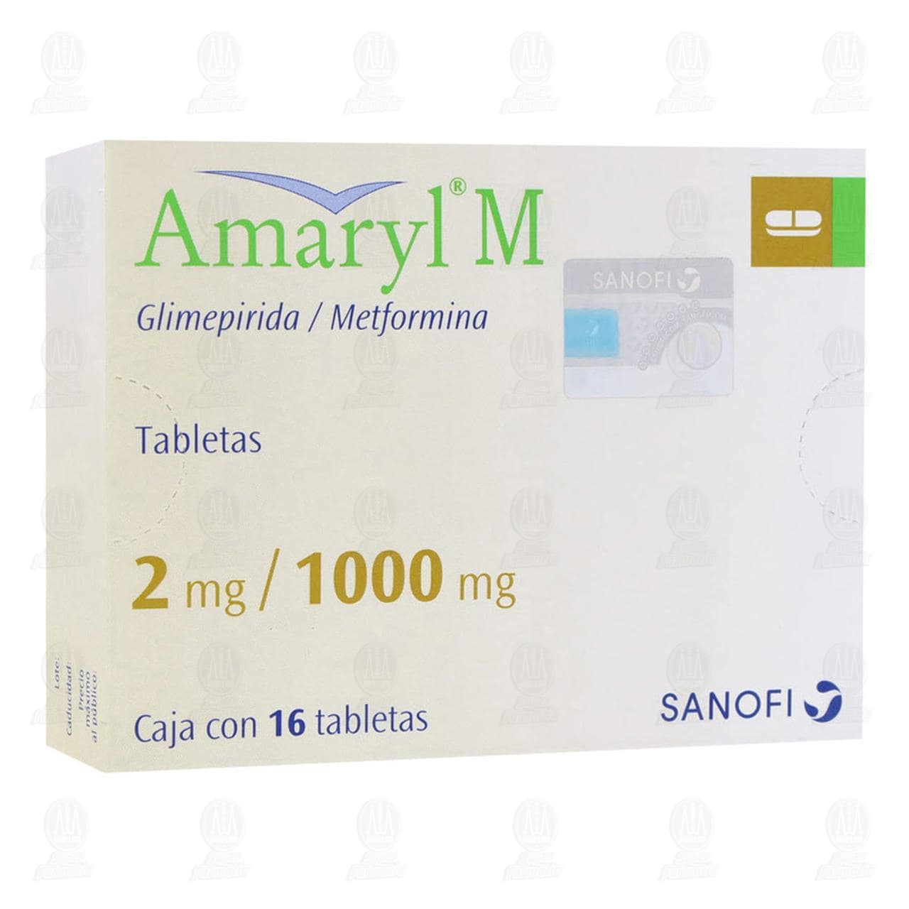 Amaryl M 2mg/1000mg, 16 Tabletas.