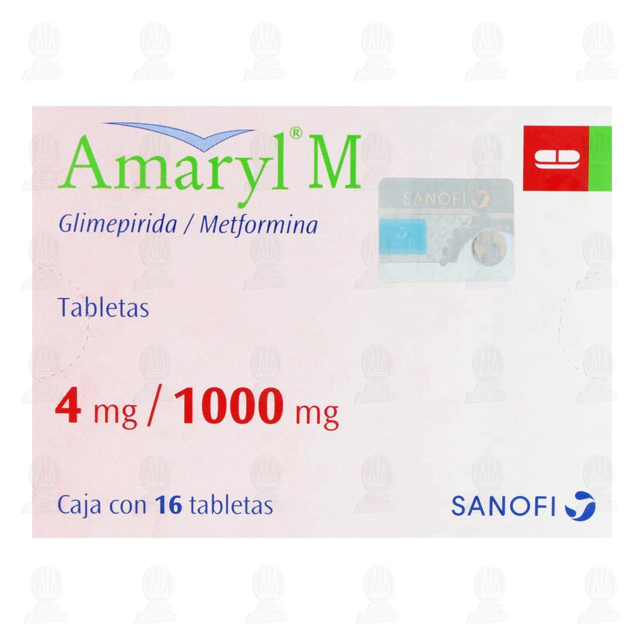 Amaryl M 4mg/1000mg, 16 Tabletas. image number 1