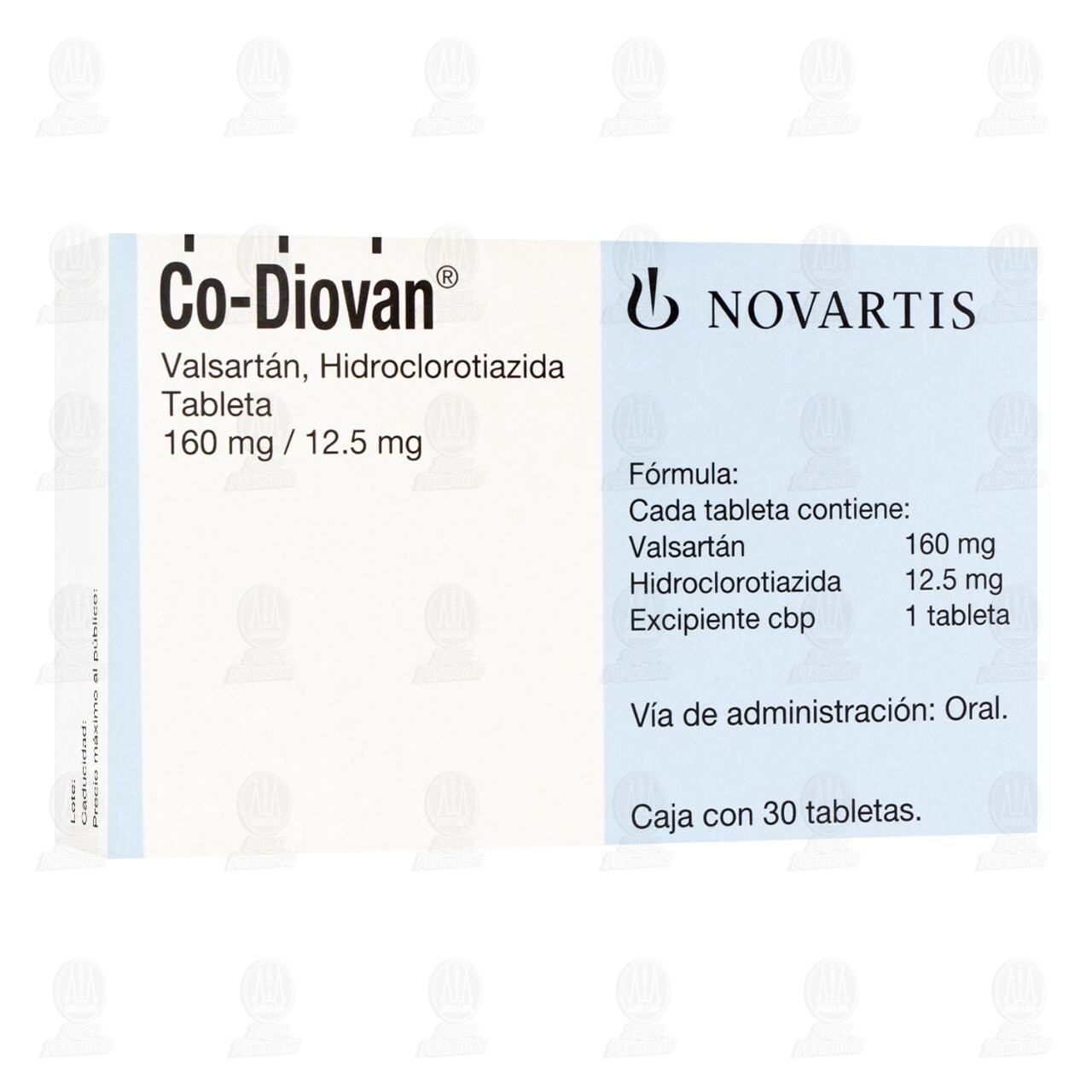 Co-Diovan 160mg/12.5mg, 30 Tabletas. image number 0