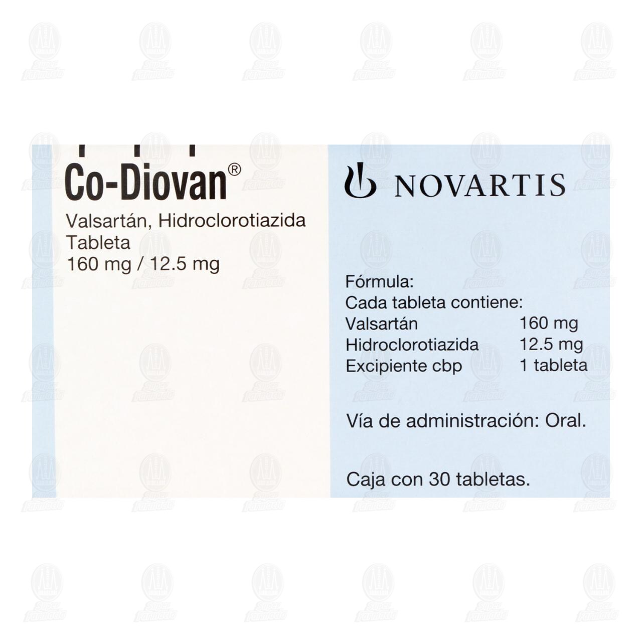 Co-Diovan 160mg/12.5mg, 30 Tabletas. image number 1