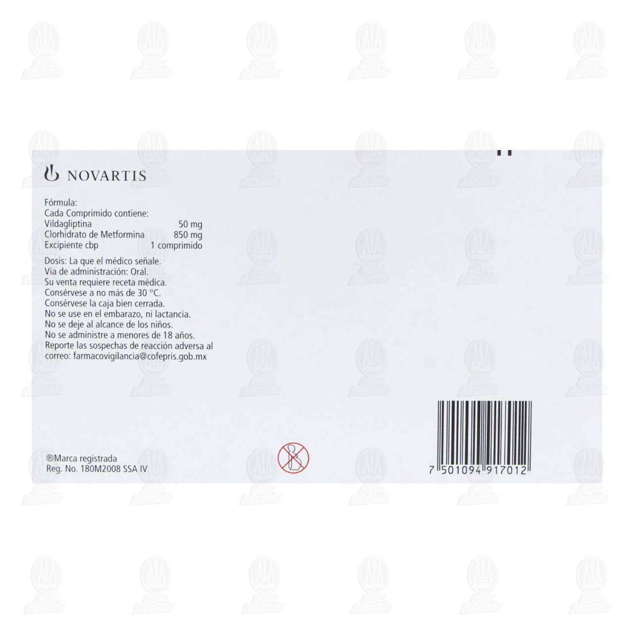 Galvus Met 50mg/850mg, 60 Comprimidos. image number 2