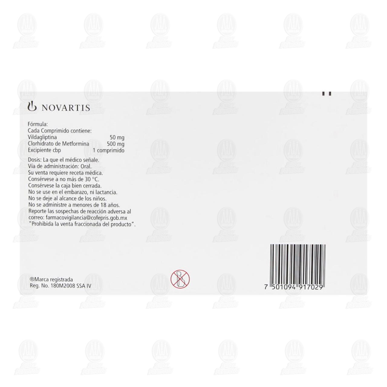 Galvus Met 50mg/500mg, 30 Comprimidos. image number 2