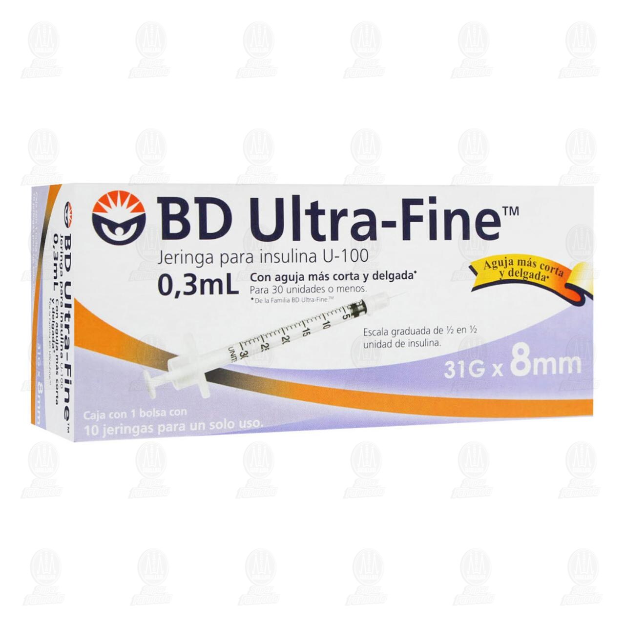 Jeringas para Insulina Ultra-Fine 0.3ml 31G x 8mm, 10 pzas. image number 0