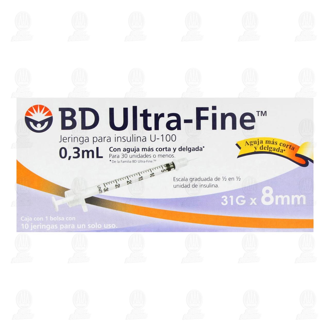 Jeringas para Insulina Ultra-Fine 0.3ml 31G x 8mm, 10 pzas. image number 1