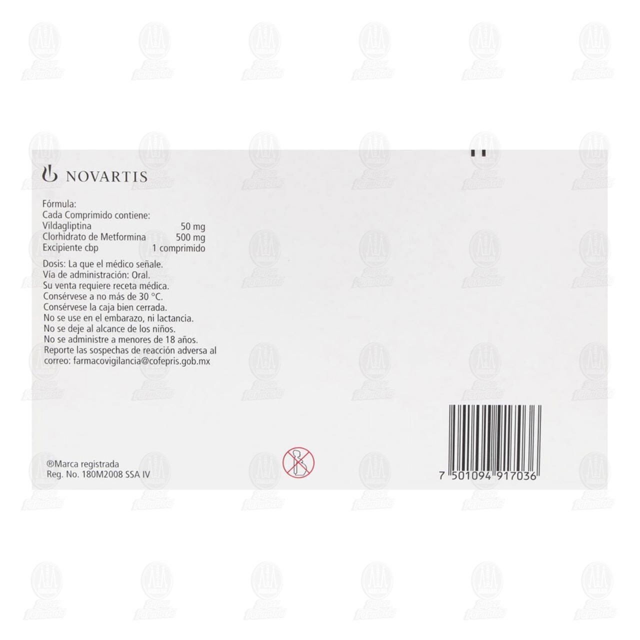 Galvus Met 50mg/500mg, 60 Comprimidos. image number 2