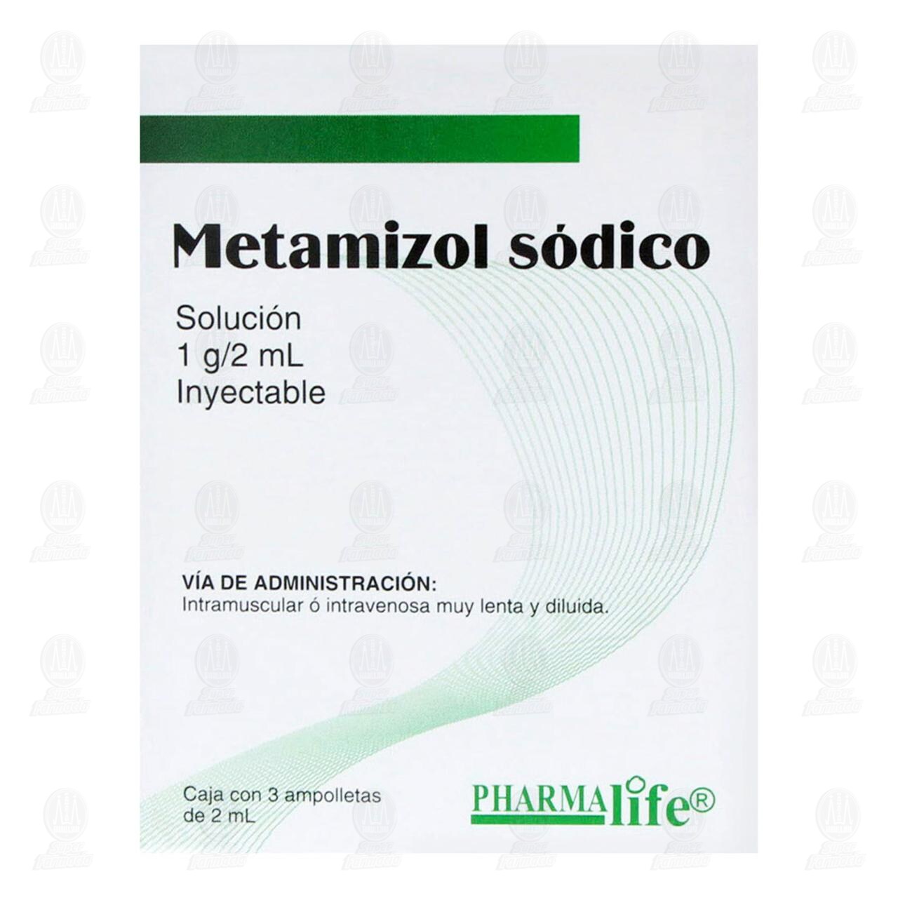 Metamizol Sódico 1gr/2ml Solución Inyectable, 3 Ampolletas con 2 ml c/u Pharmalife. image number 1
