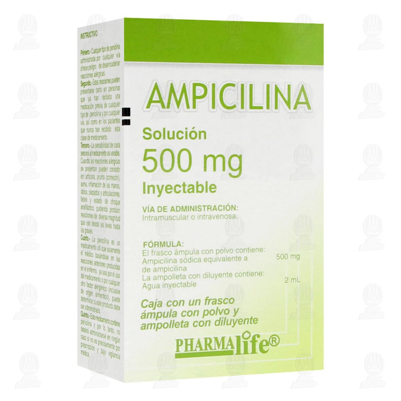 Ampicilina 500 mg, Soluci&oacute;n Inyectable 2 ml Pharmalife. image number 0