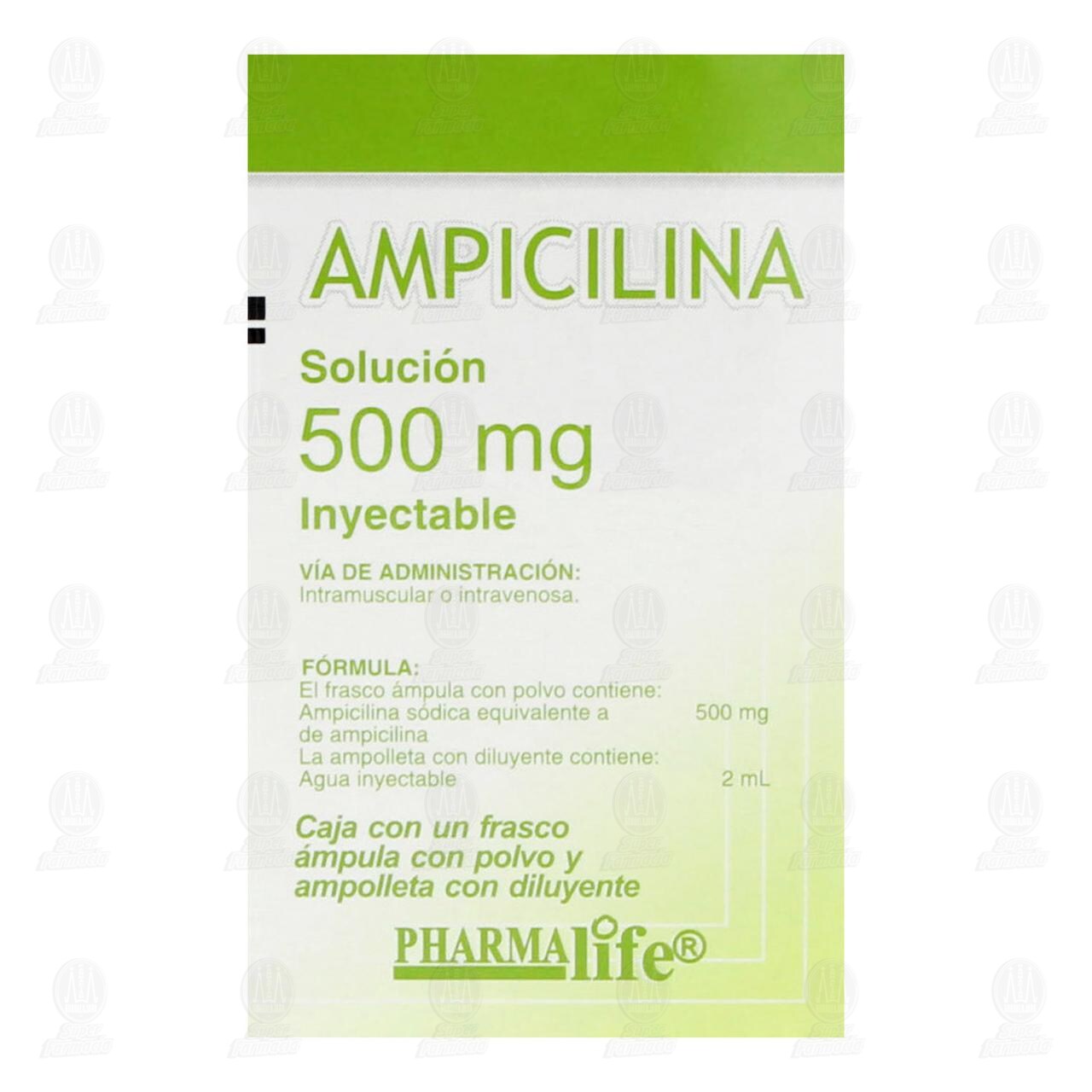 Ampicilina 500 mg, Soluci&oacute;n Inyectable 2 ml Pharmalife. image number 1