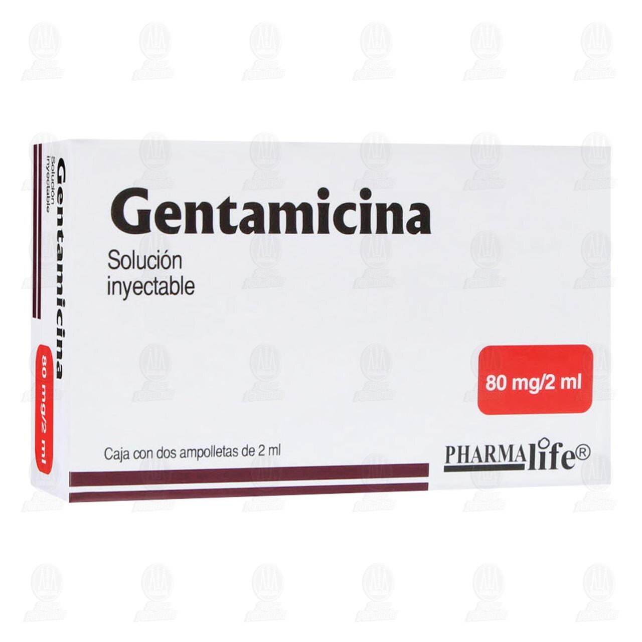 Gentamicina 80 mg, 2ml 2 Ampolletas Pharmalife. image number 0
