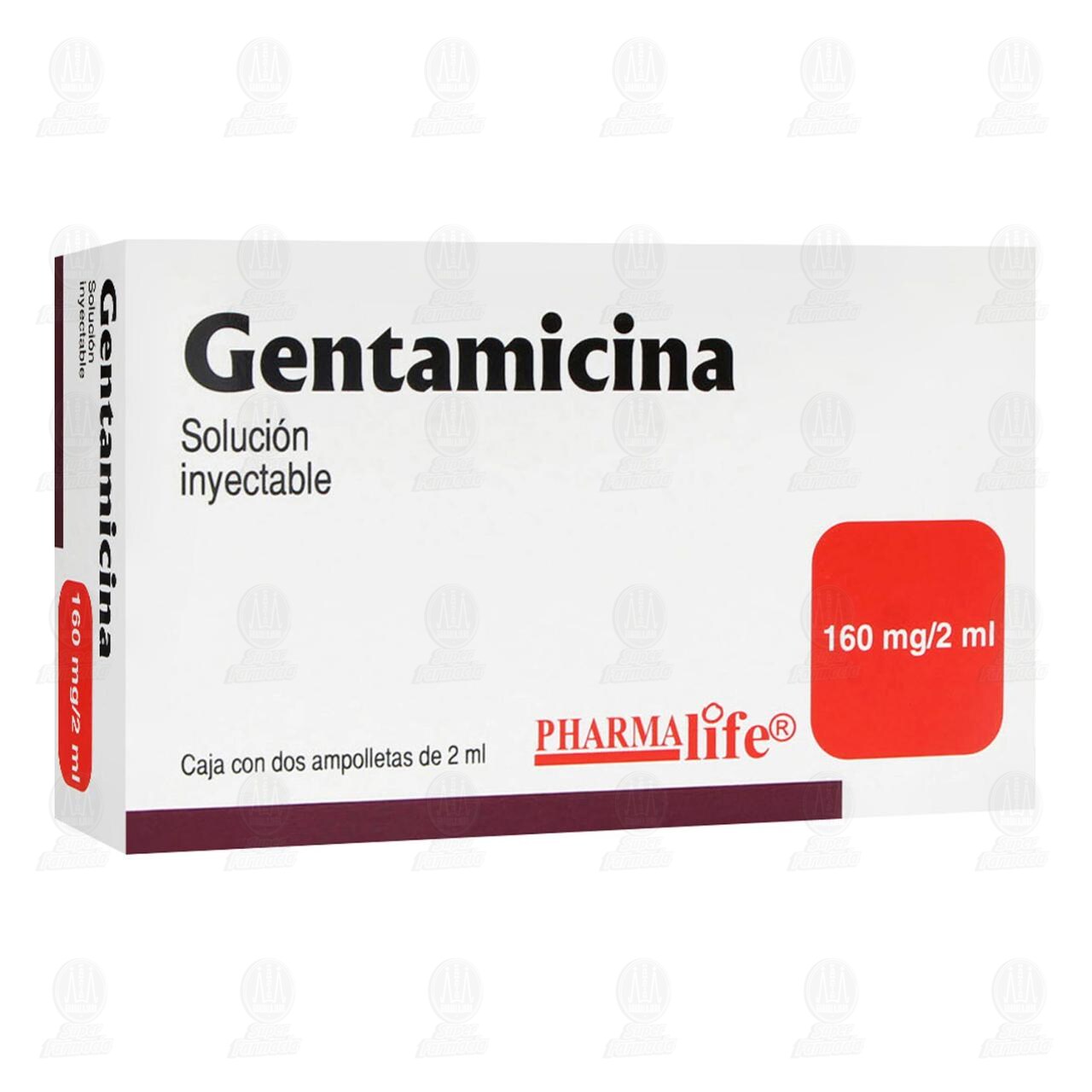 Gentamicina 160mg/2ml Soluci&oacute;n Inyectable, 2 Ampolletas Pharmalife. image number 0