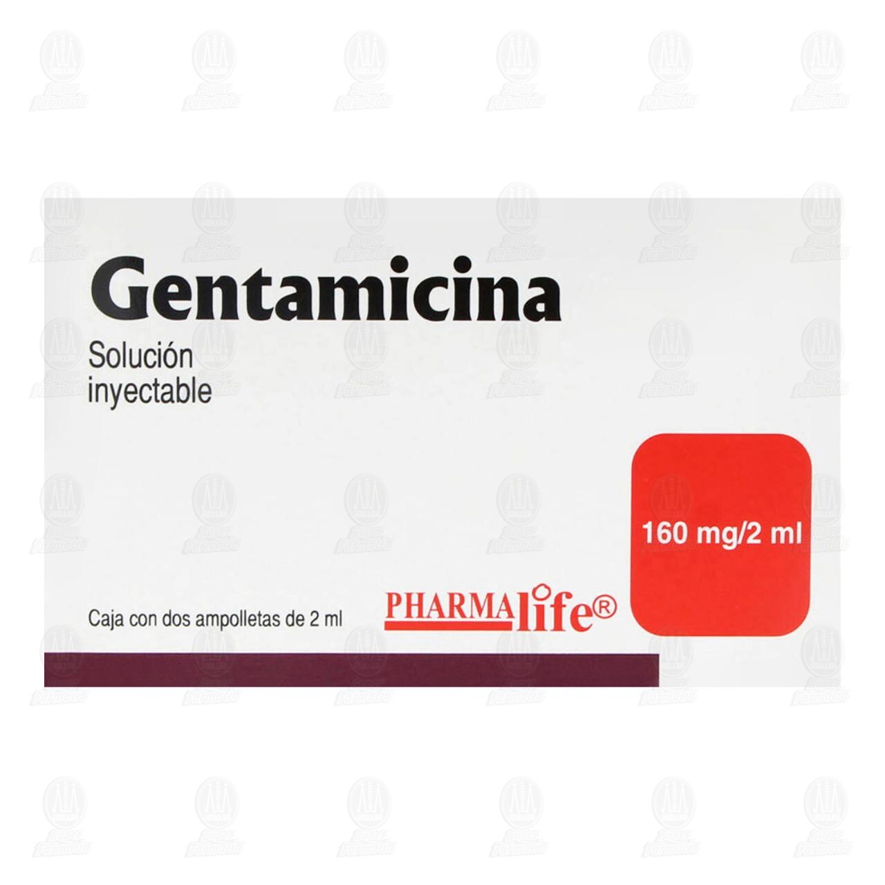 Gentamicina 160mg/2ml Soluci&oacute;n Inyectable, 2 Ampolletas Pharmalife. image number 1